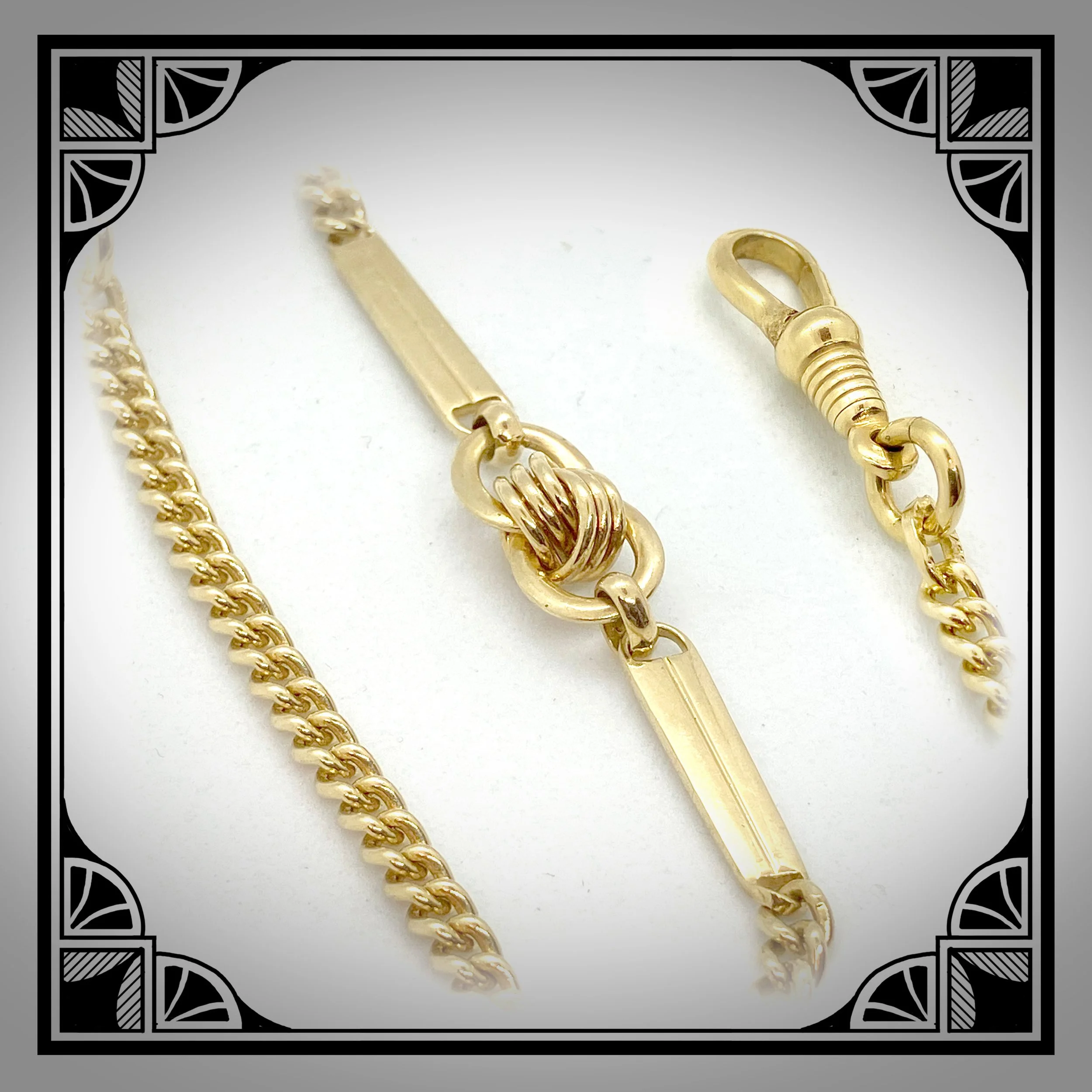 1930s gold plated double albert chain with fancy knot links 2.jpg