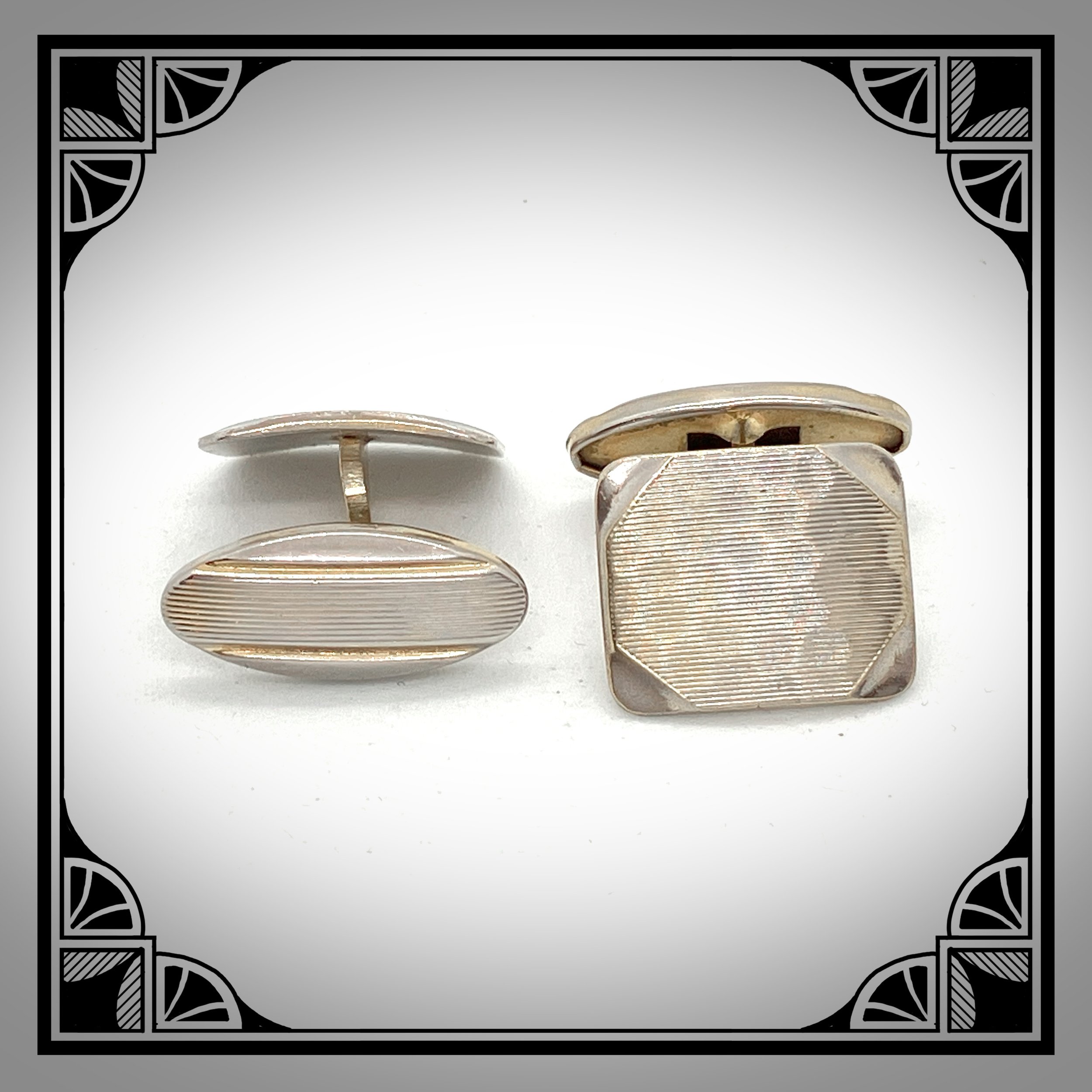 1930s white metal cufflinks with engine turned motifs.jpg