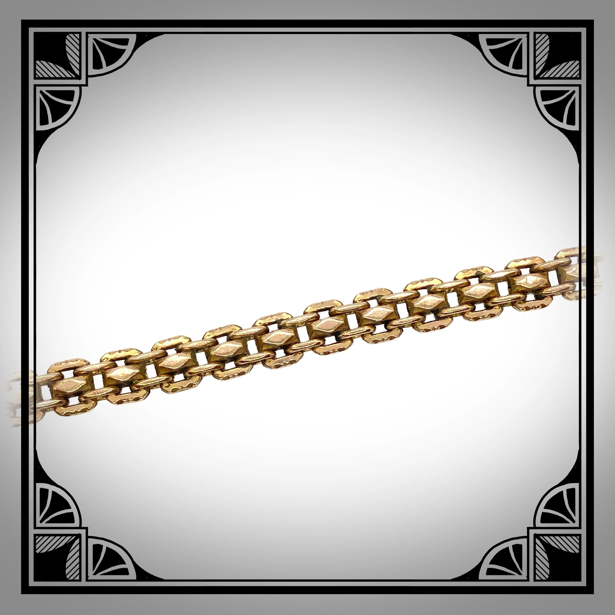 1890s French Gold-Plated Watch chain with facetted interlocking links by Maison Savard 3.jpg