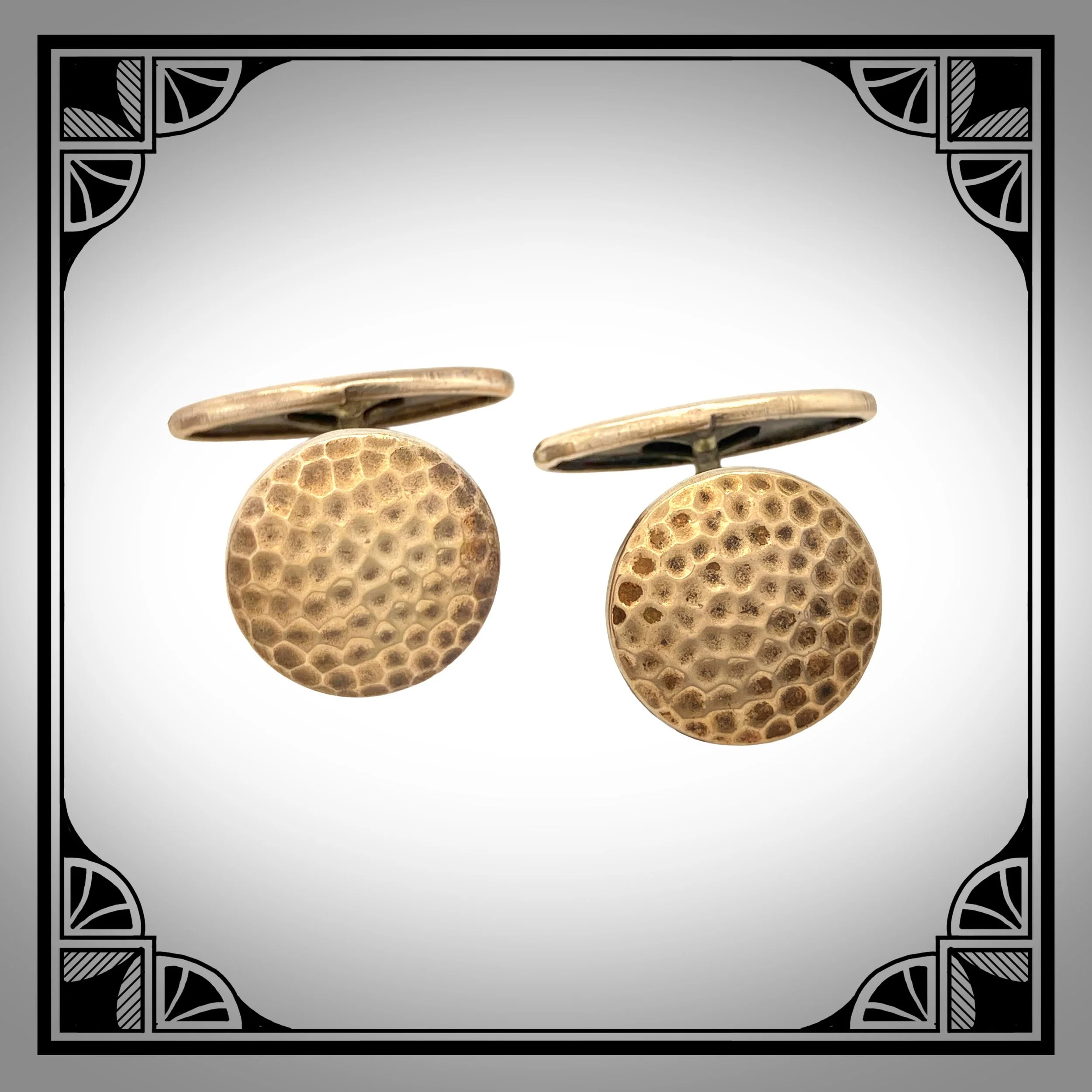 1900s Gold-Plated cufflinks with hammered finish