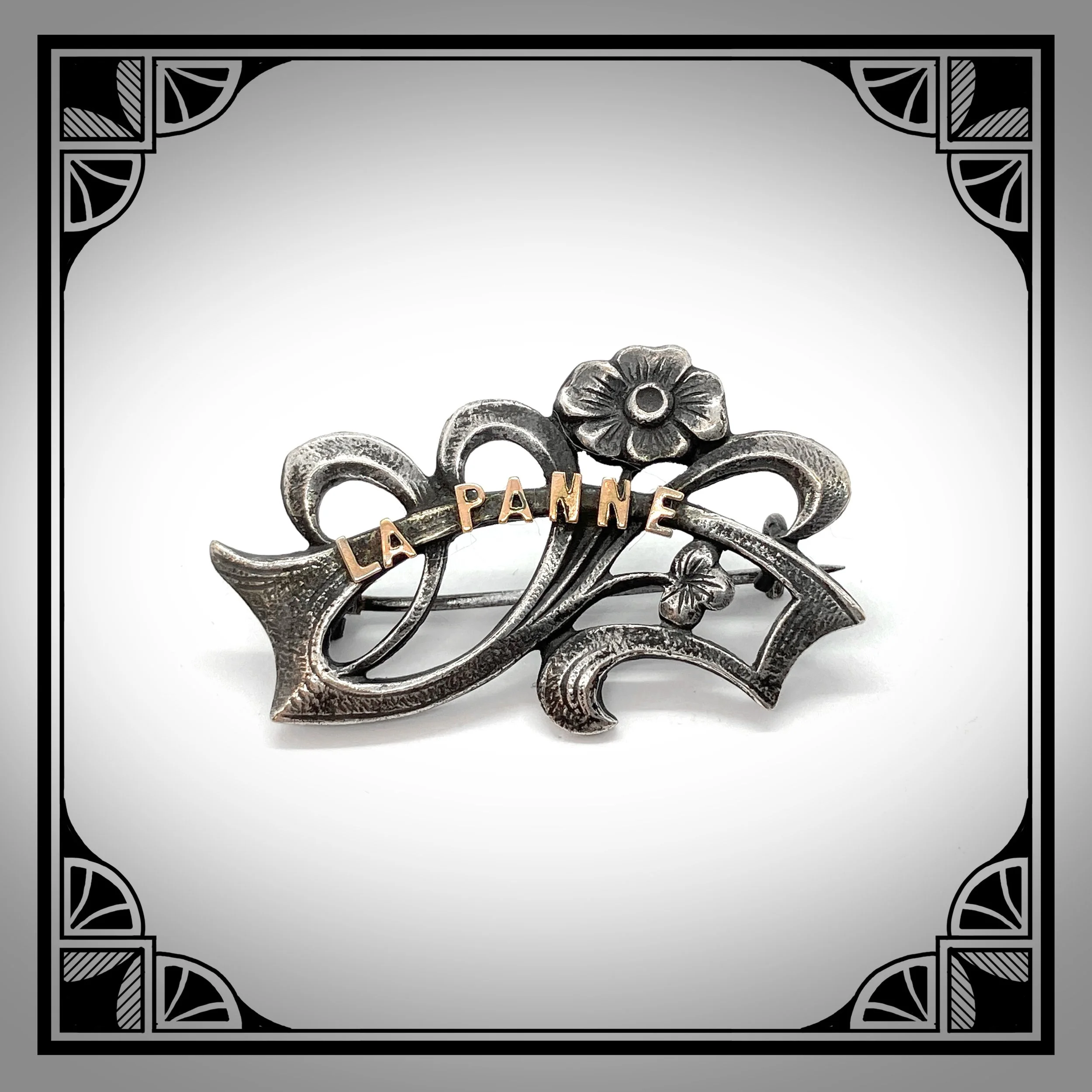 1900s Belgian Silver plated Art-Nouveau souvenir brooch "La Panne"