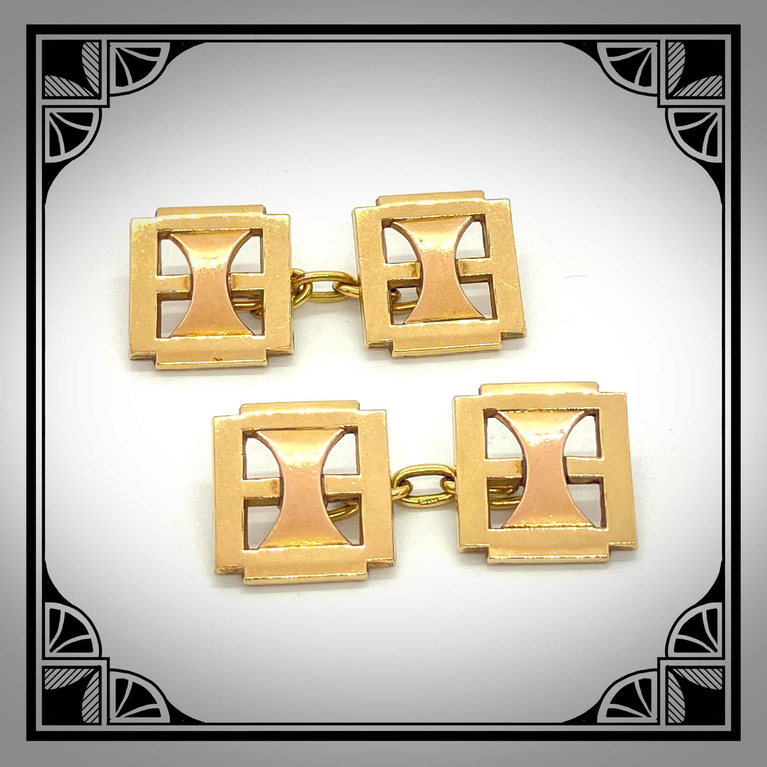 1930s French Gold plated Double-sided Art-Deco chainlinks by Savard et Fils - Bijoux FIX