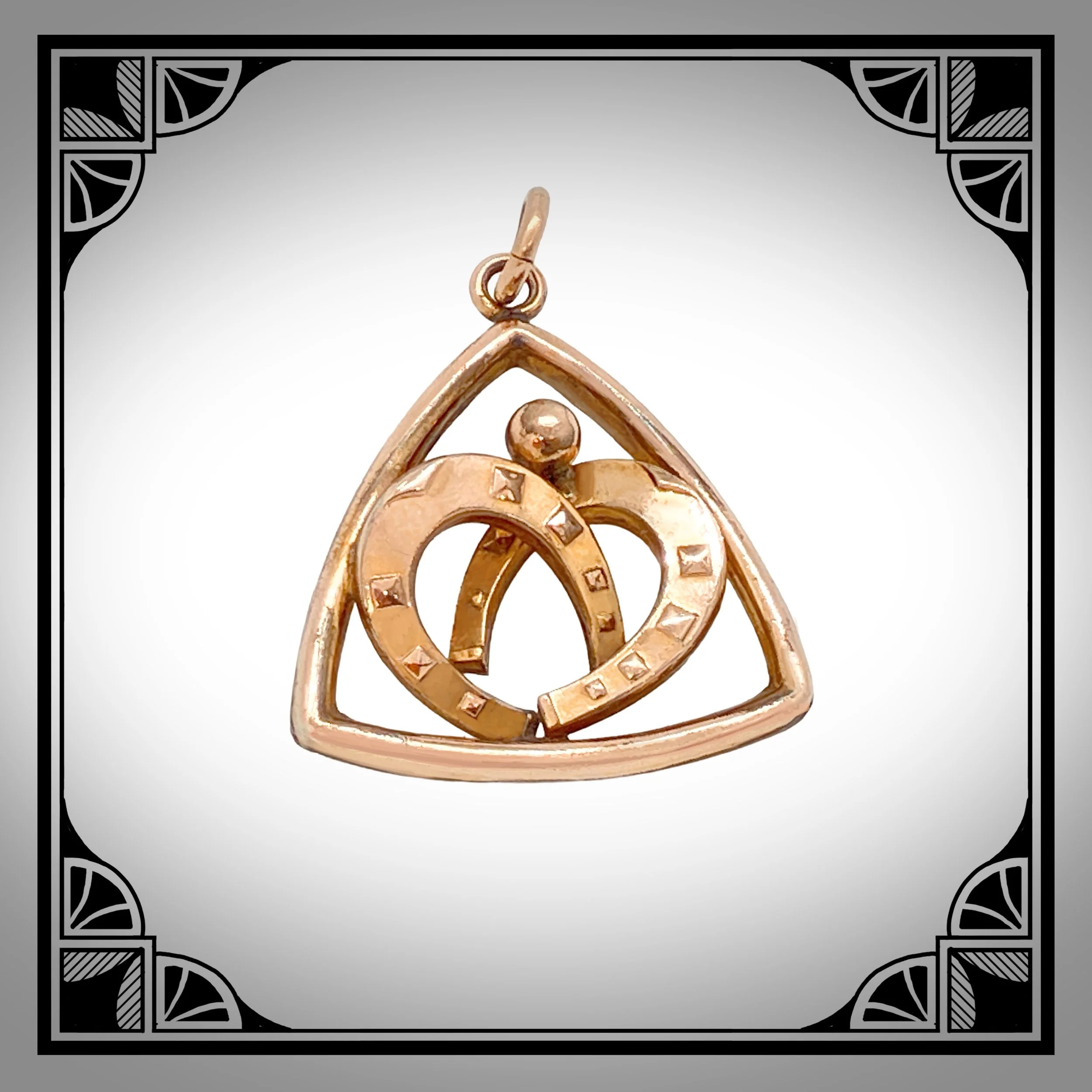 1910s Gold-Plated Equestrian Pendant with Double Horseshoes.jpg