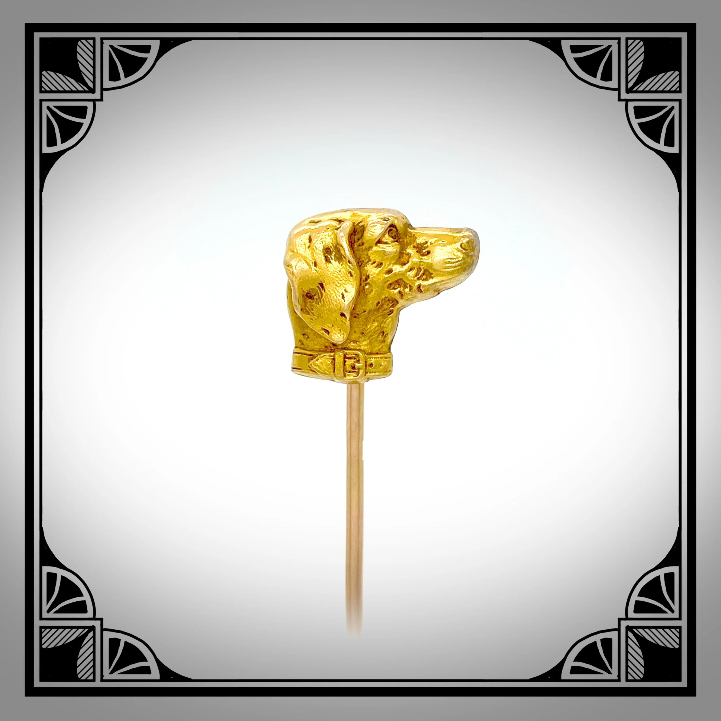 c.1910 French Gold-Plated Pointer dog Stick-Pin by Bijoux FIX
