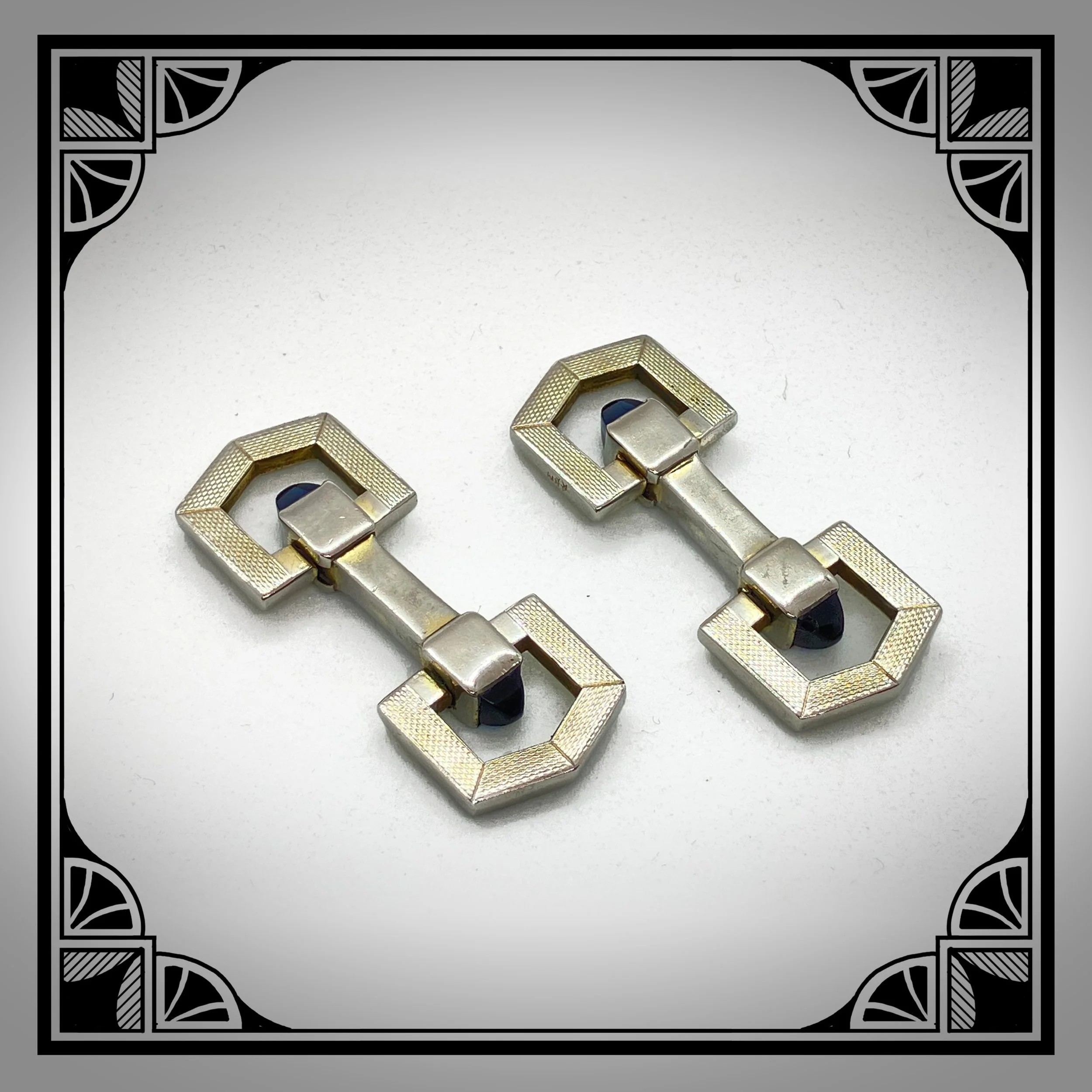 1930s Art-Deco cufflinks with blue cabochons