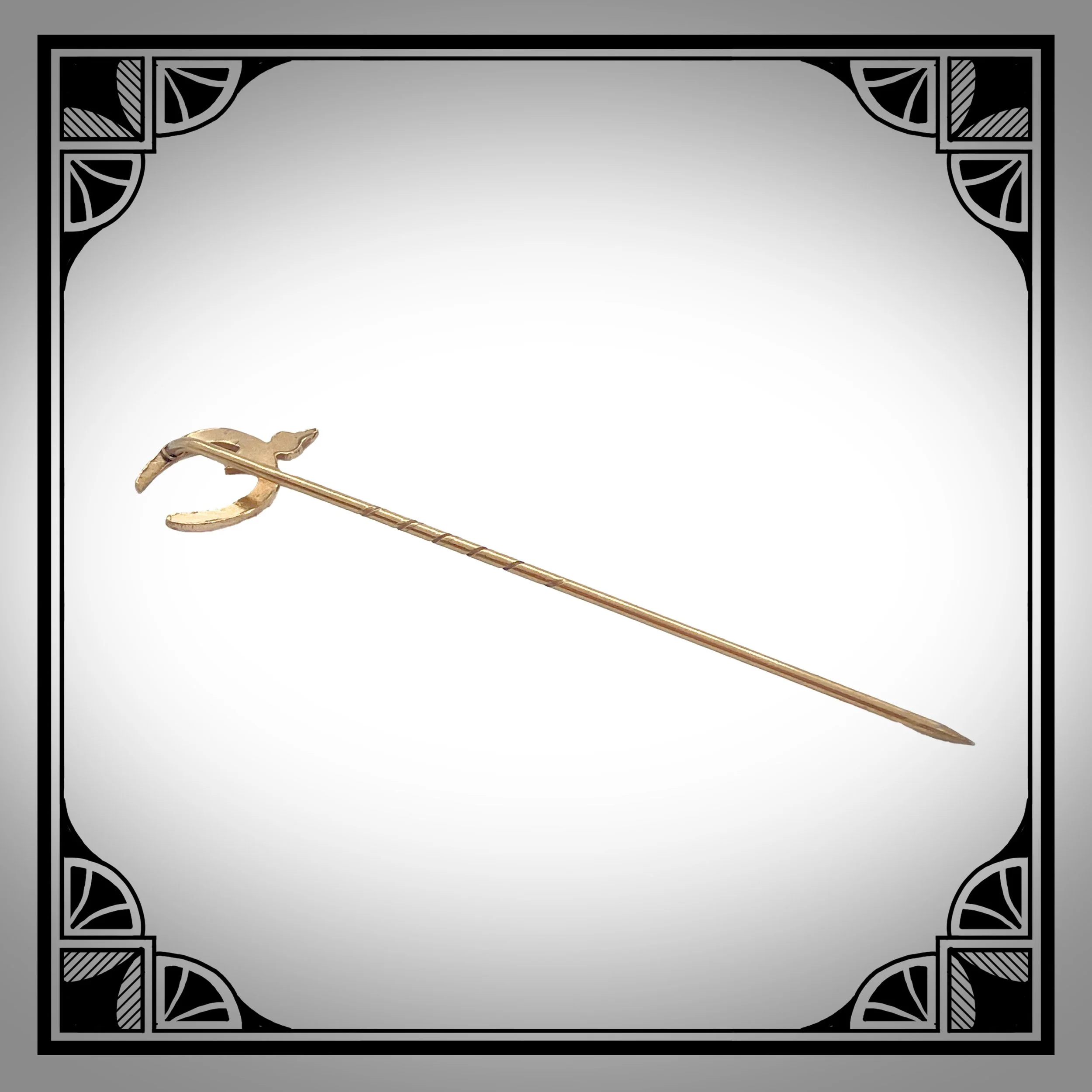c1910 Gold-Plated Equestrian Stick Pin with Riding Spur 3.jpg