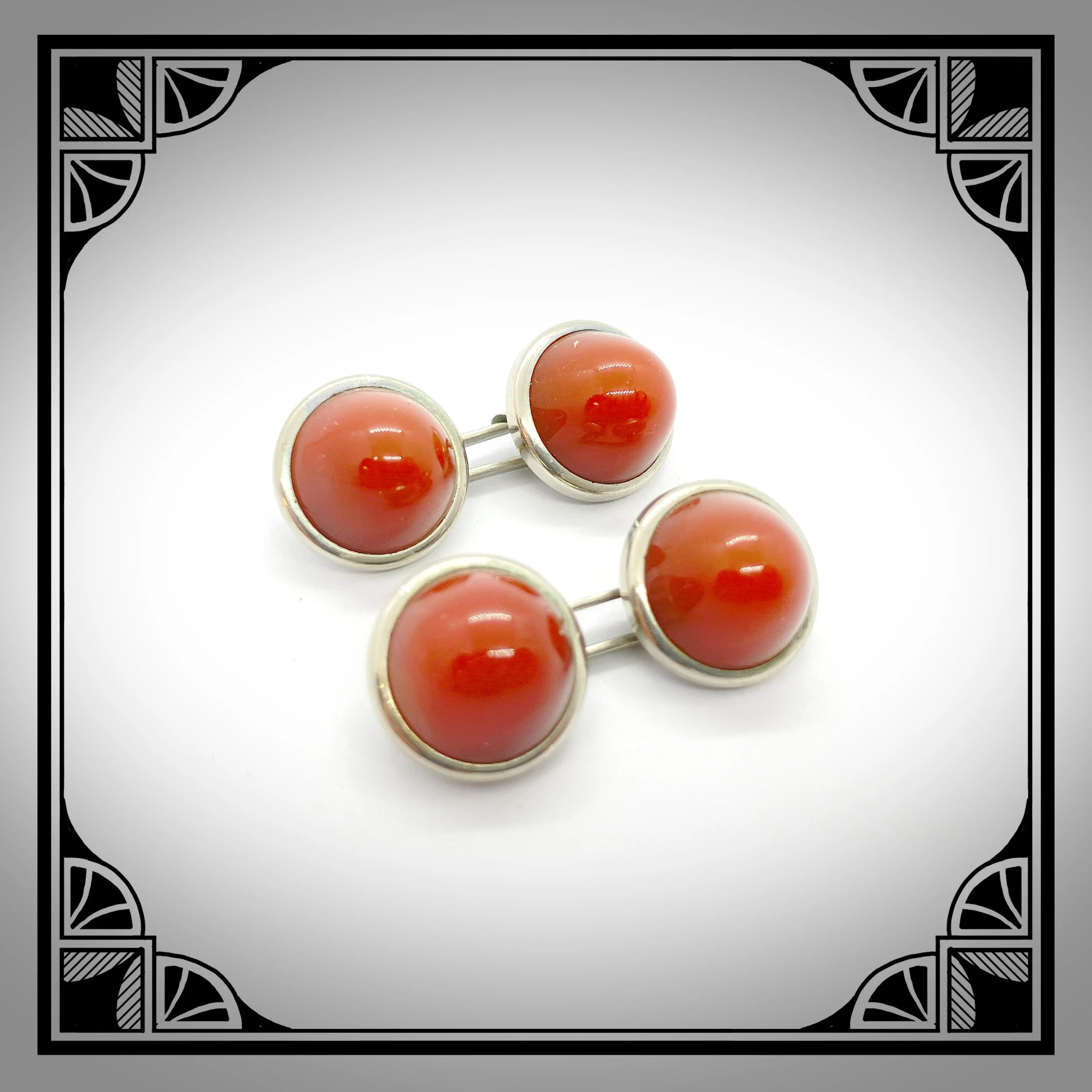 1930s White metal Coral cabochon cufflinks.jpg