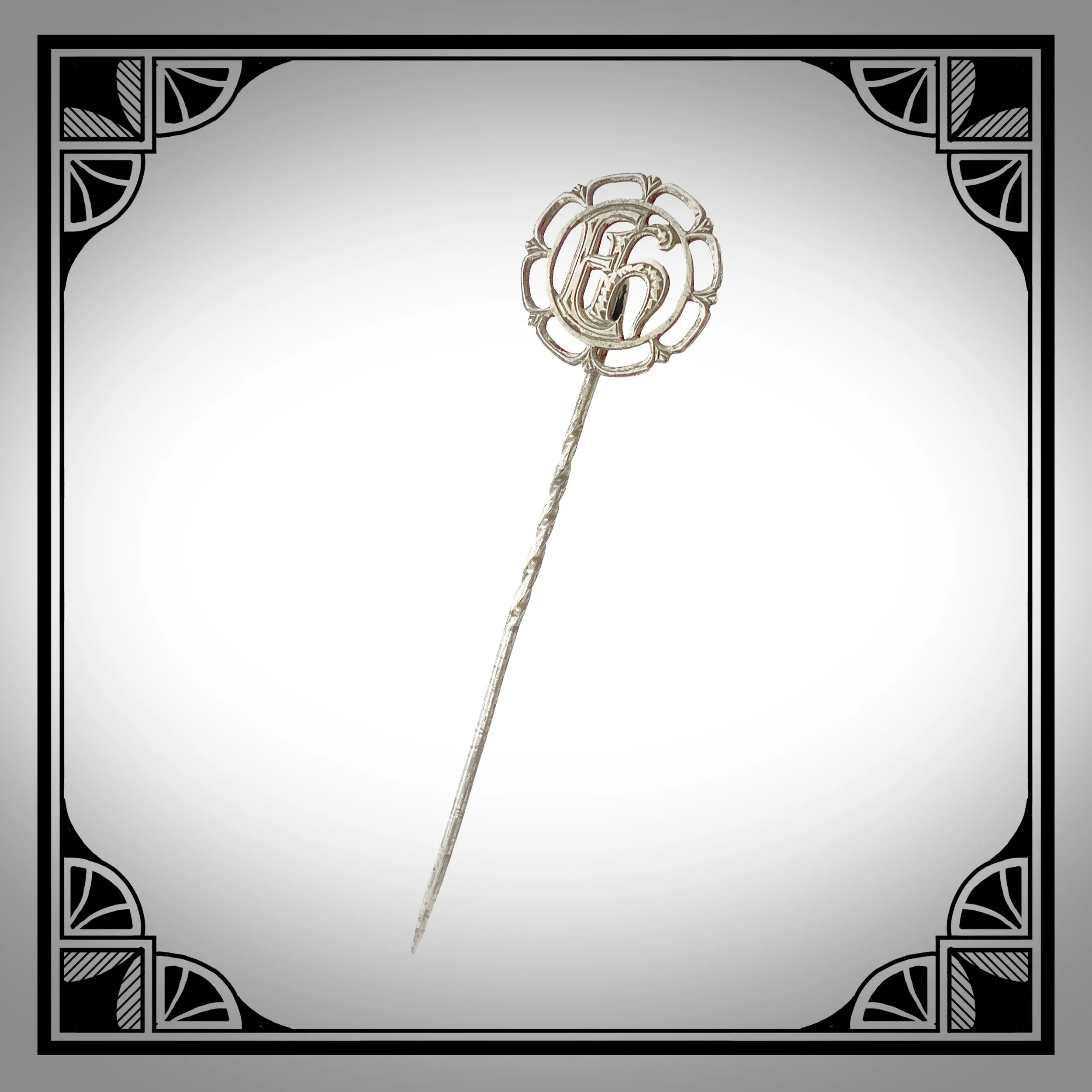 c1920 Silver Engraved openwork monogram stick pin.jpg
