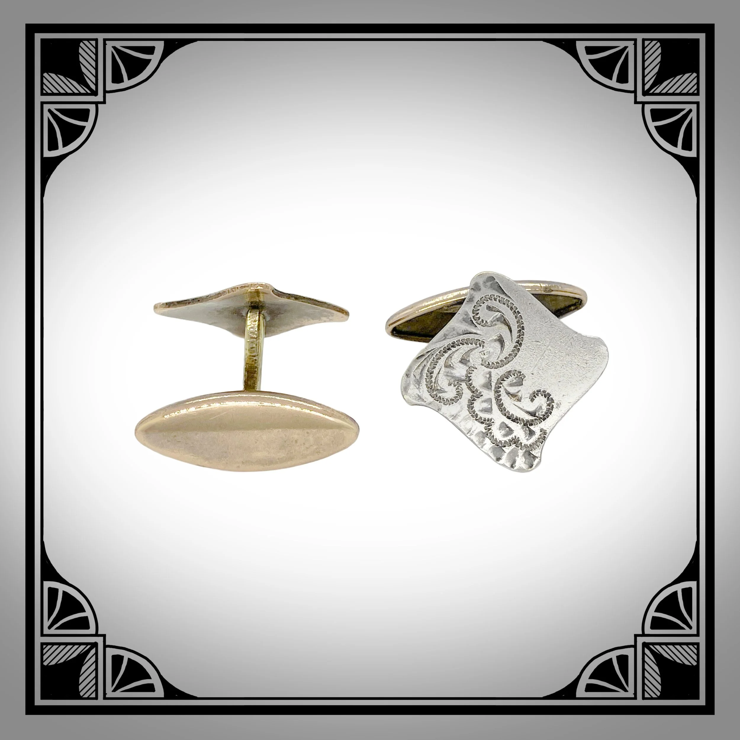 c1910 Silver-Plated Louis XV Revival Cufflinks with chased facings 2.jpg