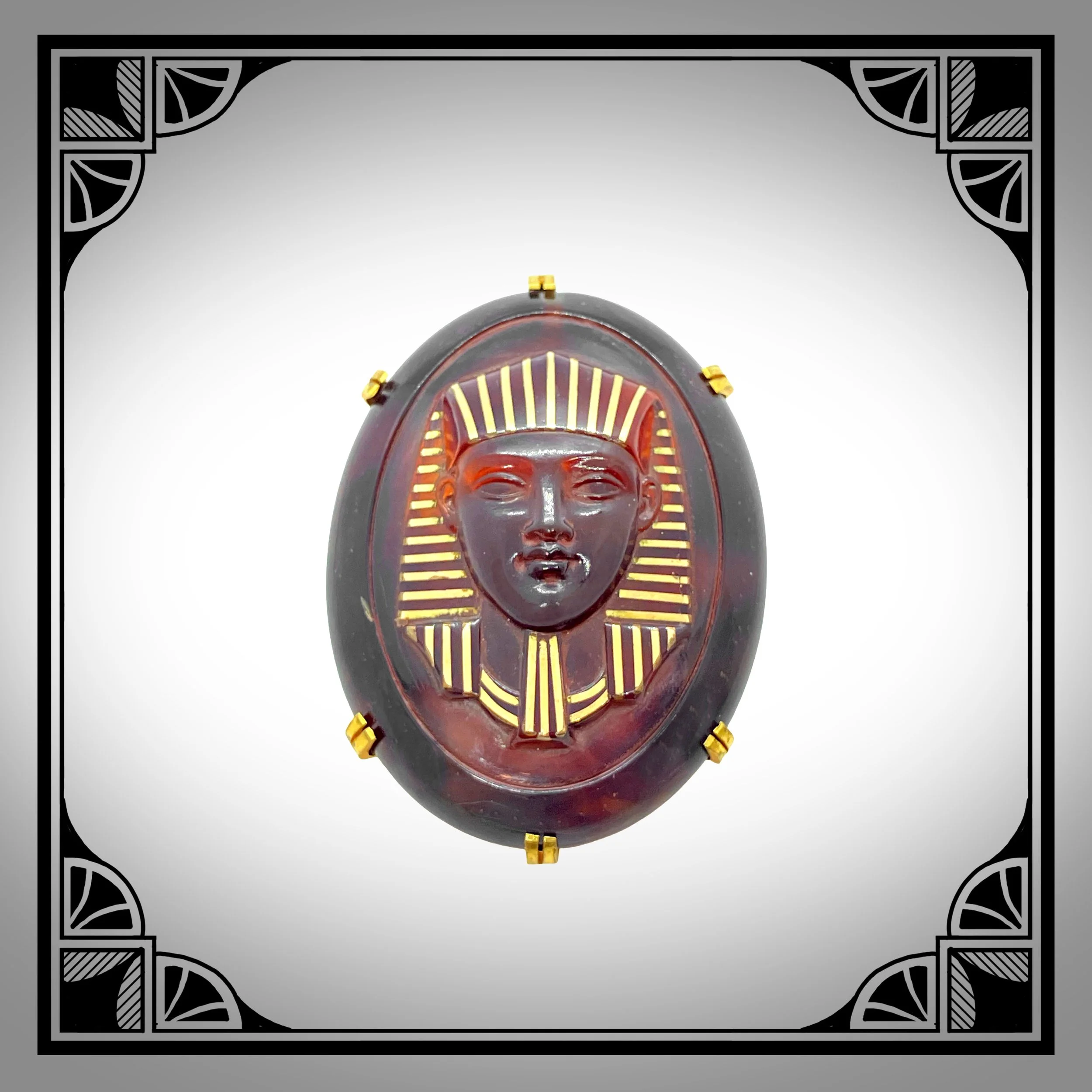 c.1950 Egyptian-Revival brooch with Pharaoh cameo