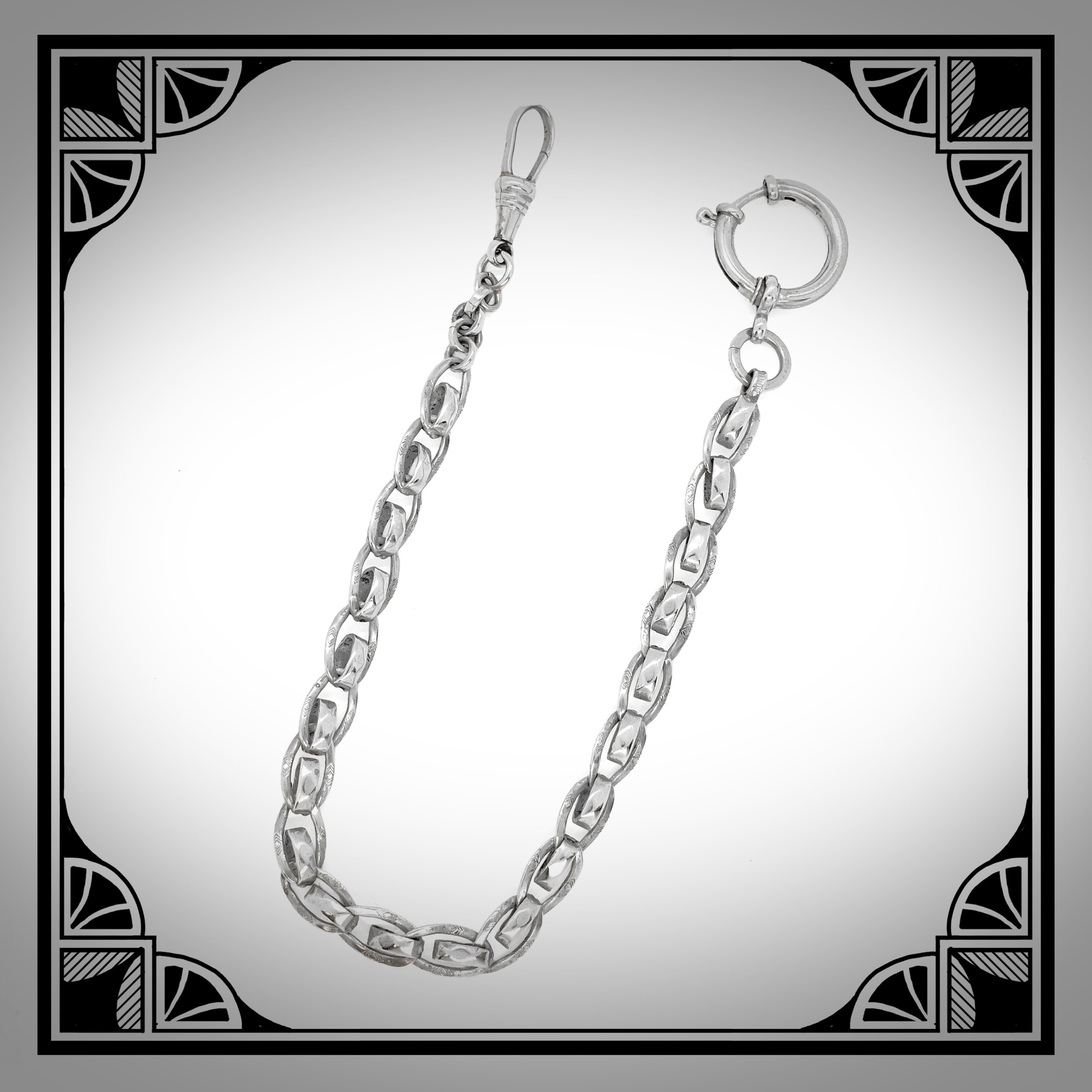 1920s German Interlaced Oval-Link Art-Deco Watch Chain