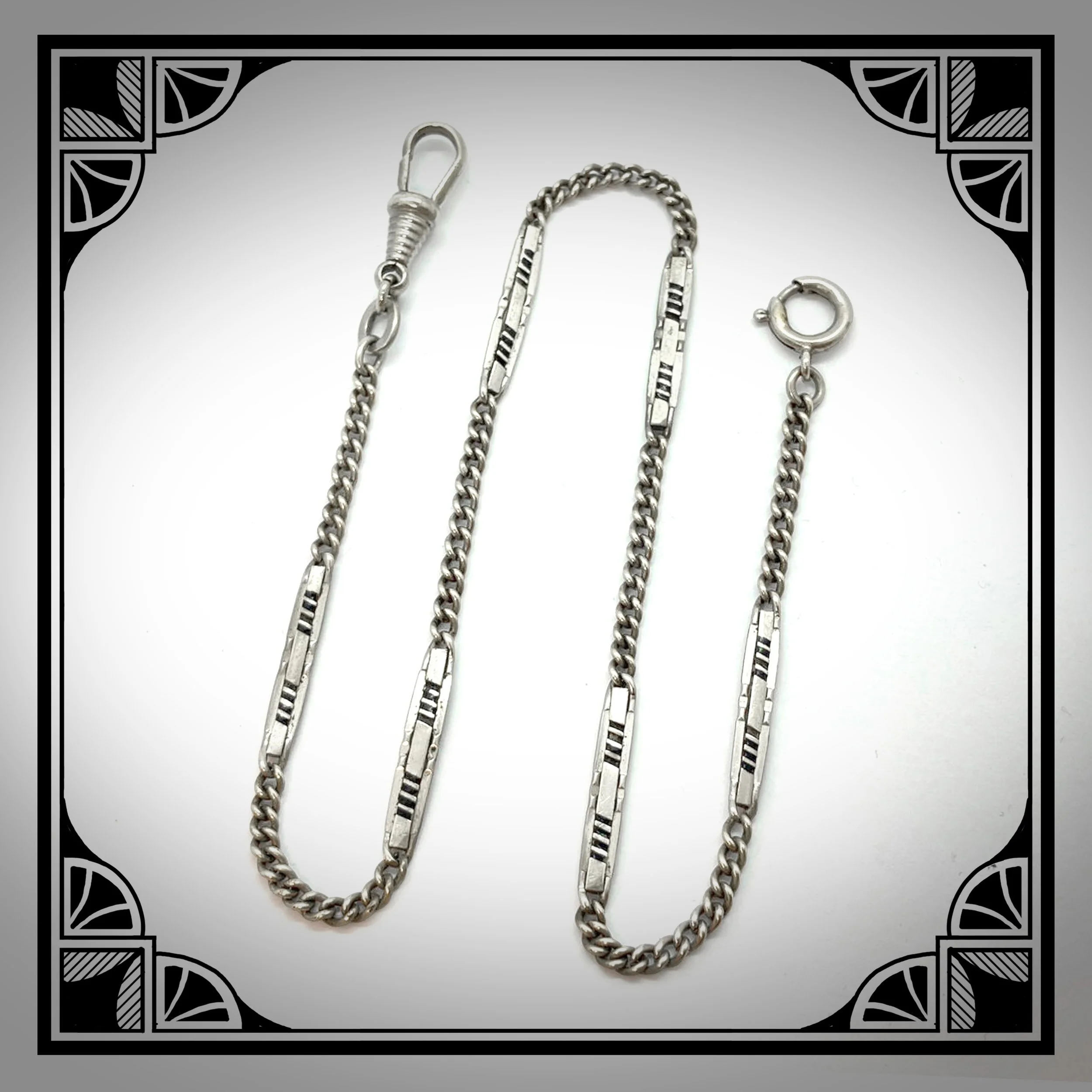 c.1930 Nickel Art-Deco Waldemar chain.
