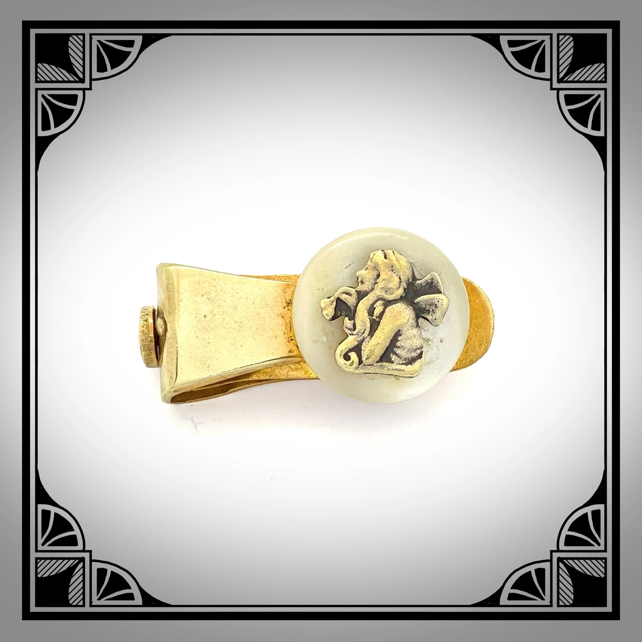 1910s Gold-Plated Art-Nouveau Tie Clip with cameo of a lady.jpg