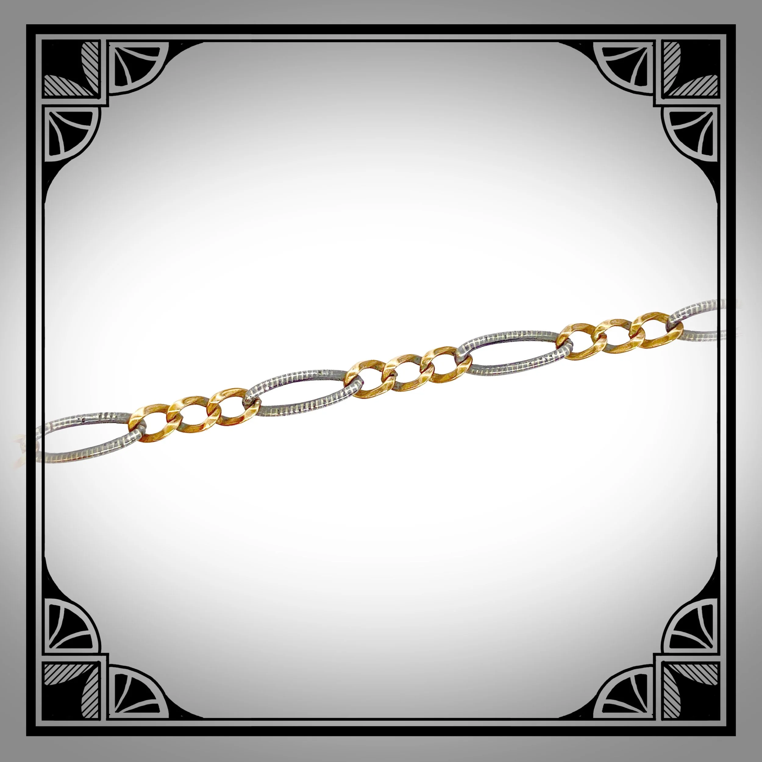 c1900 Niello silver watch chain with gold-plated curb links 3.jpg