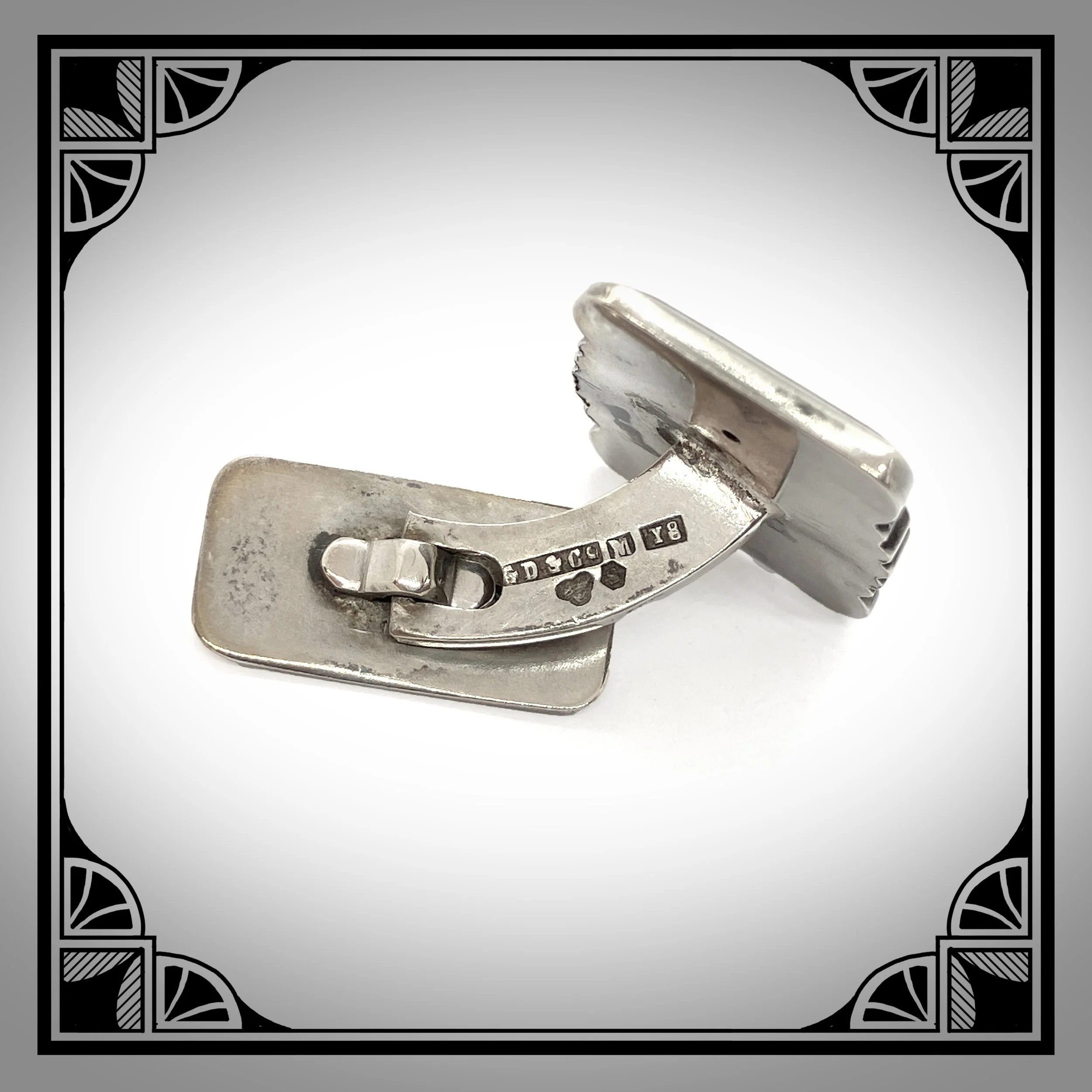 Swedish silver Art-Deco cufflinks with engraved initials PN by G. Dahlgren & Co 1928 4.jpg