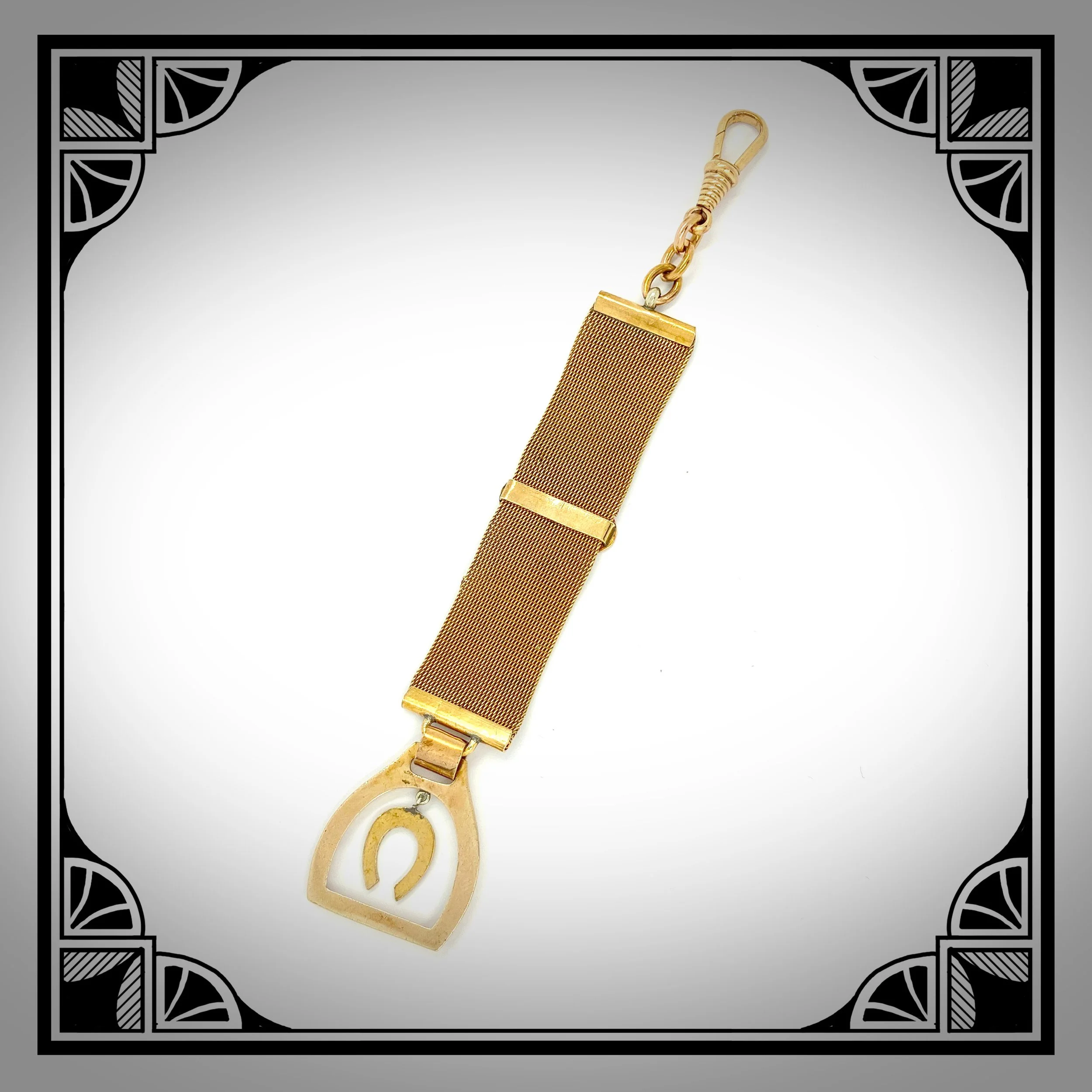 1920s Gold-Plated mesh chain Equestrian Chatelaine fob 2.jpg