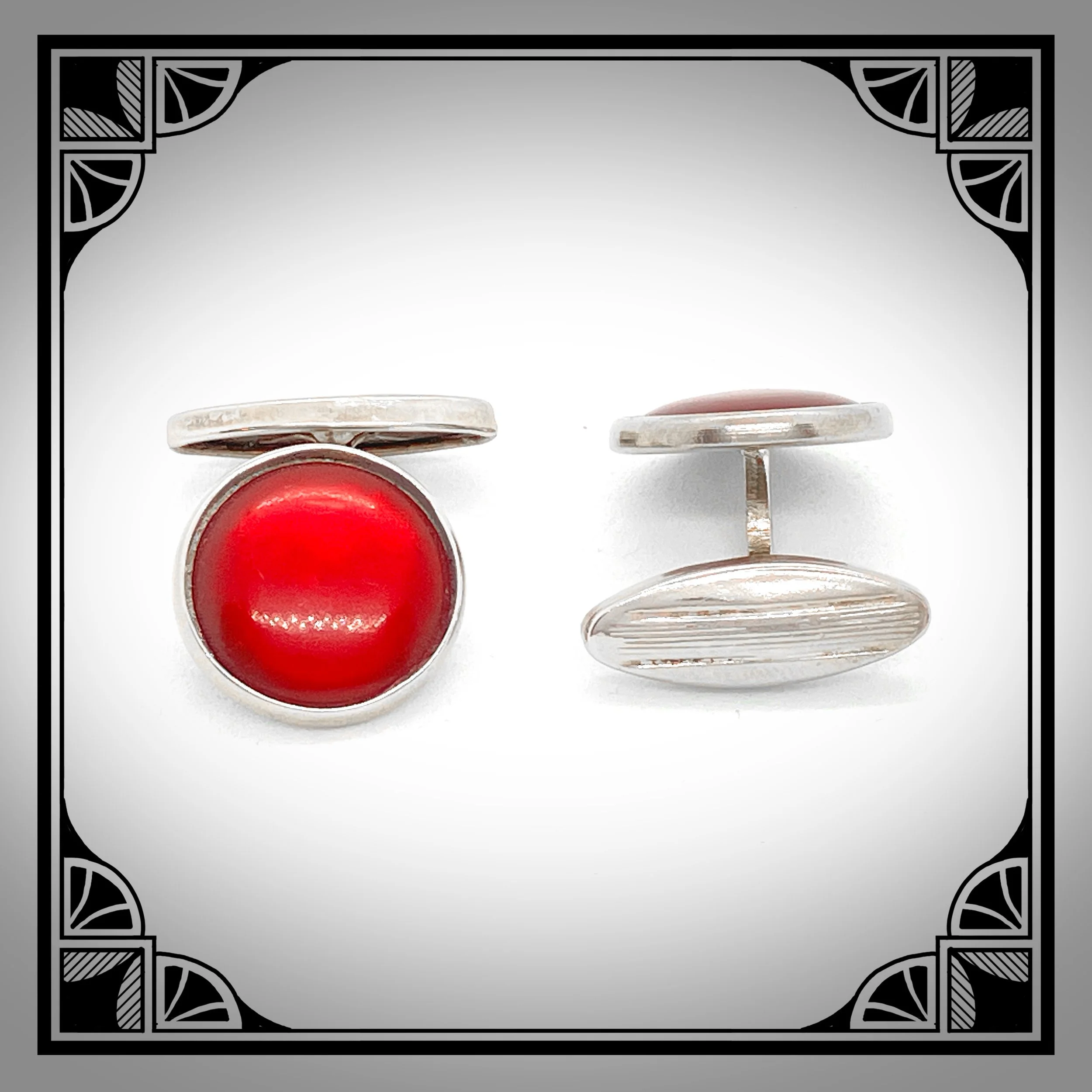 1930s white metal cufflinks with red acrylic facings 2.jpg