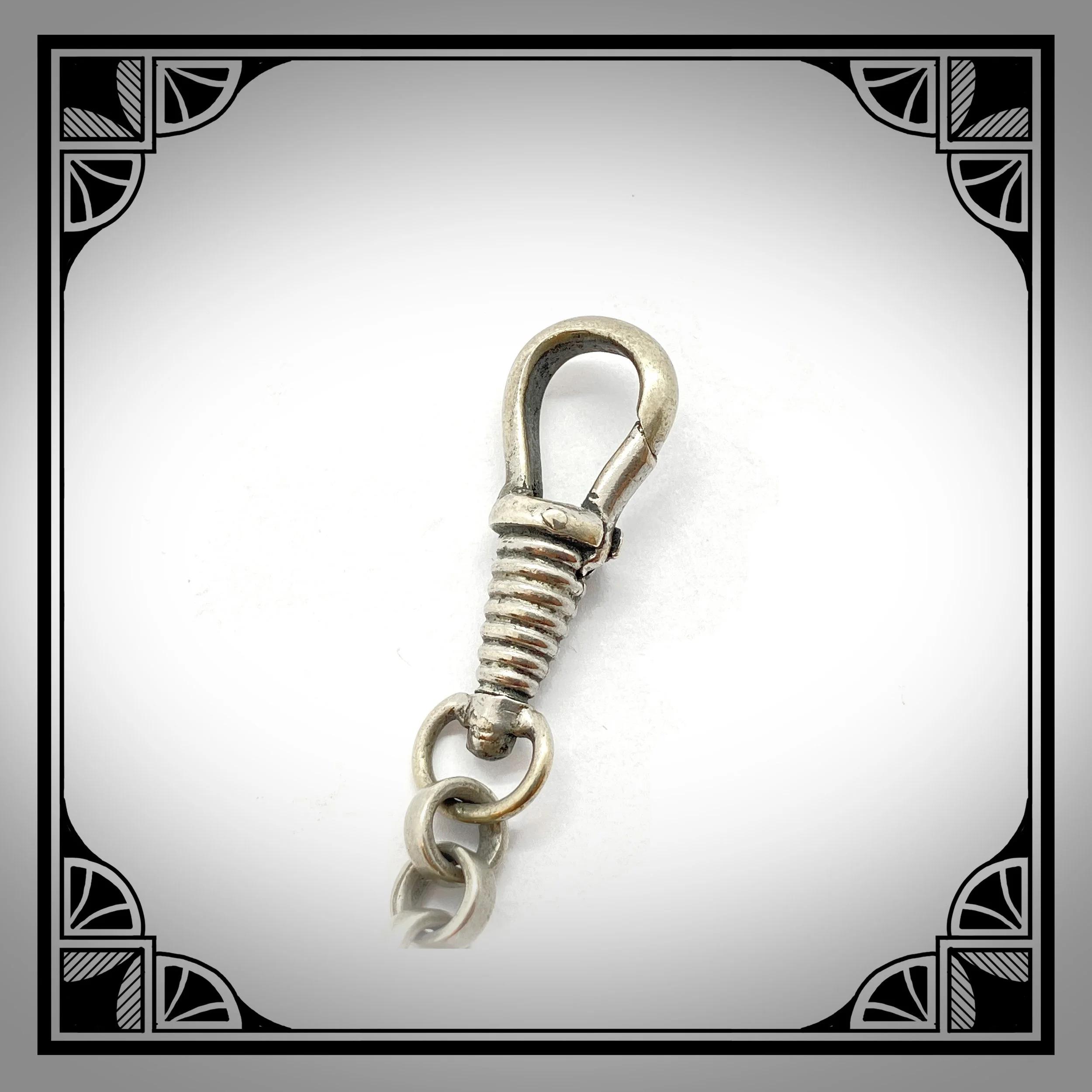 1900s Silver-Plated cable link watch chain with mother of pearl fancy links 3.jpg
