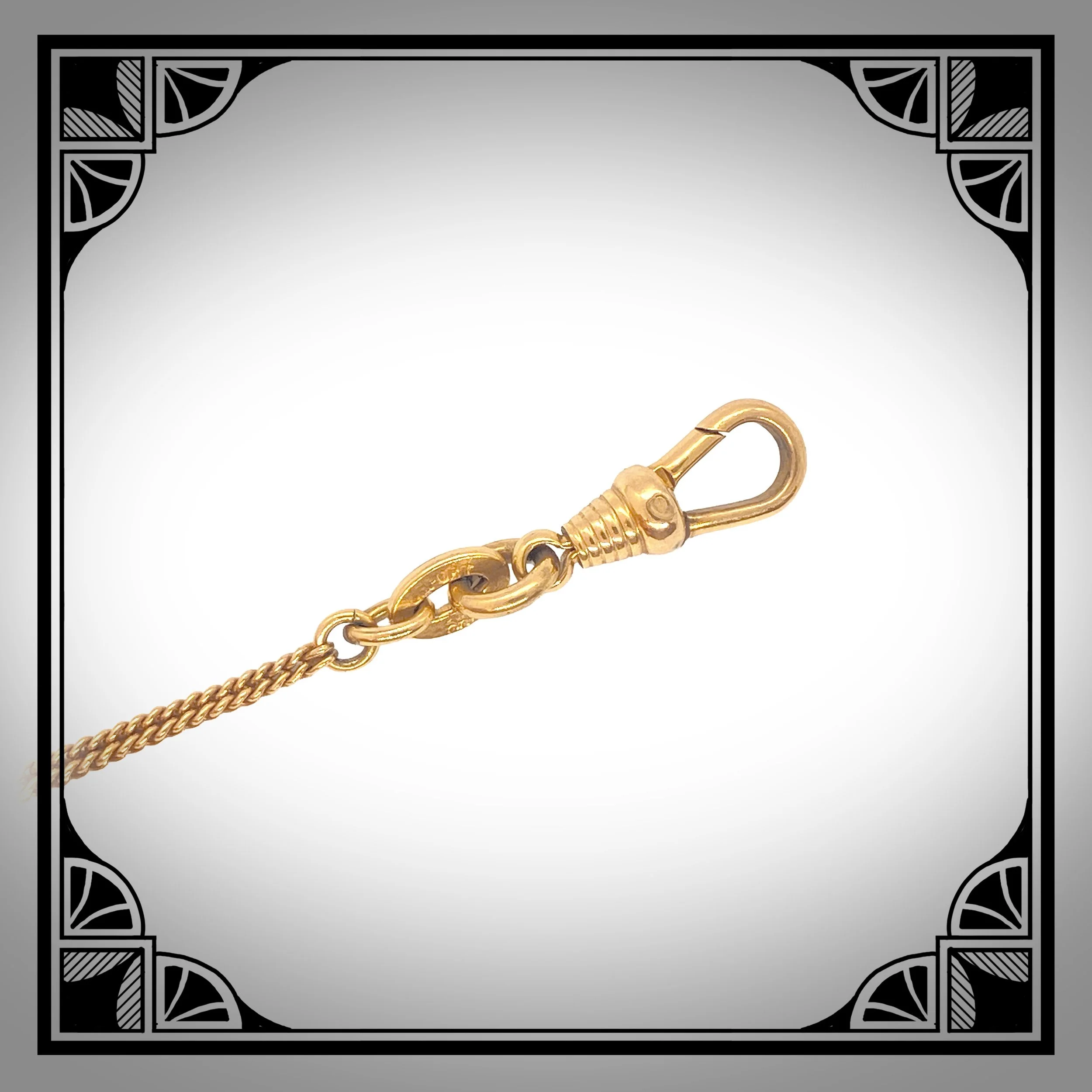 c1910 German Gold-Plated  Guard Chain with heart-shaped slider set with seed pearl, made by Friedrich Speidel, Pforzheim 4.jpg