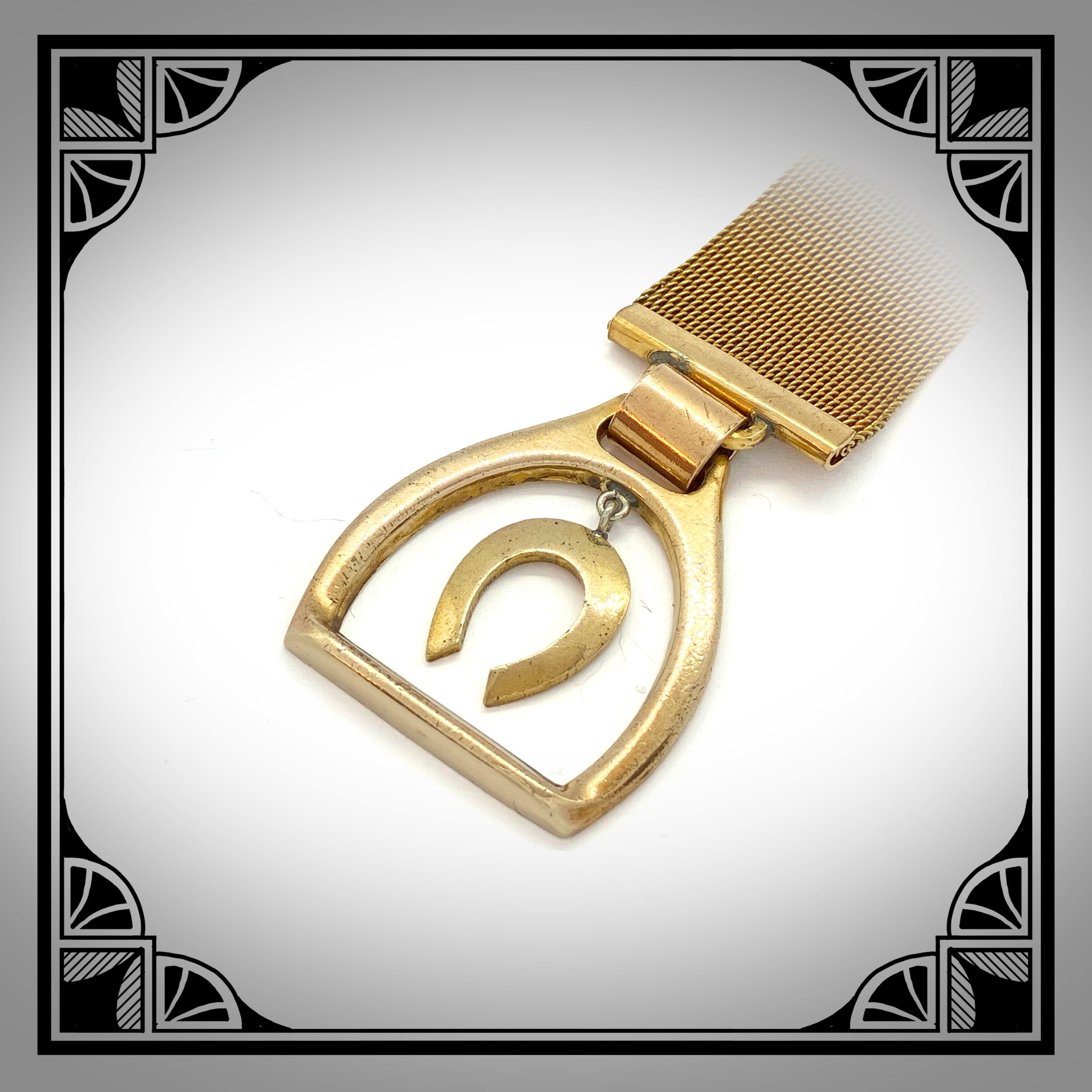 1920s Gold-Plated mesh chain Equestrian Chatelaine fob 3.jpg