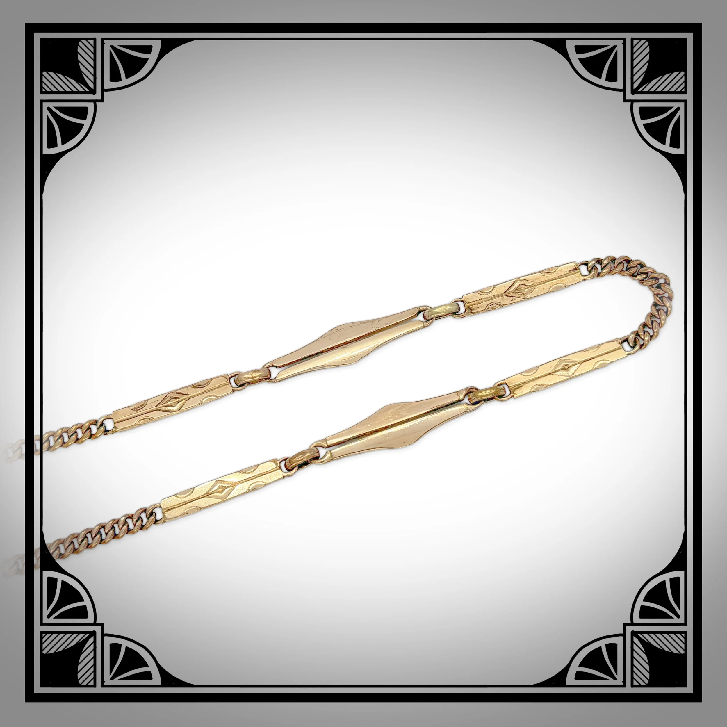 1910s Gold-Plated Double Watch Chain with Equestrian Pendant Drop 5.jpg