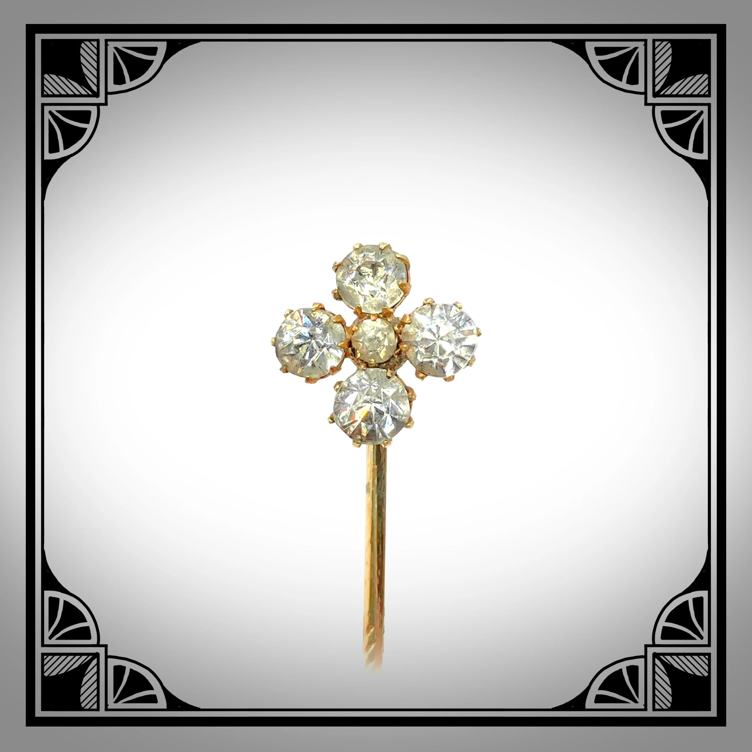 1940s Rhinestone clover Stick-Pin