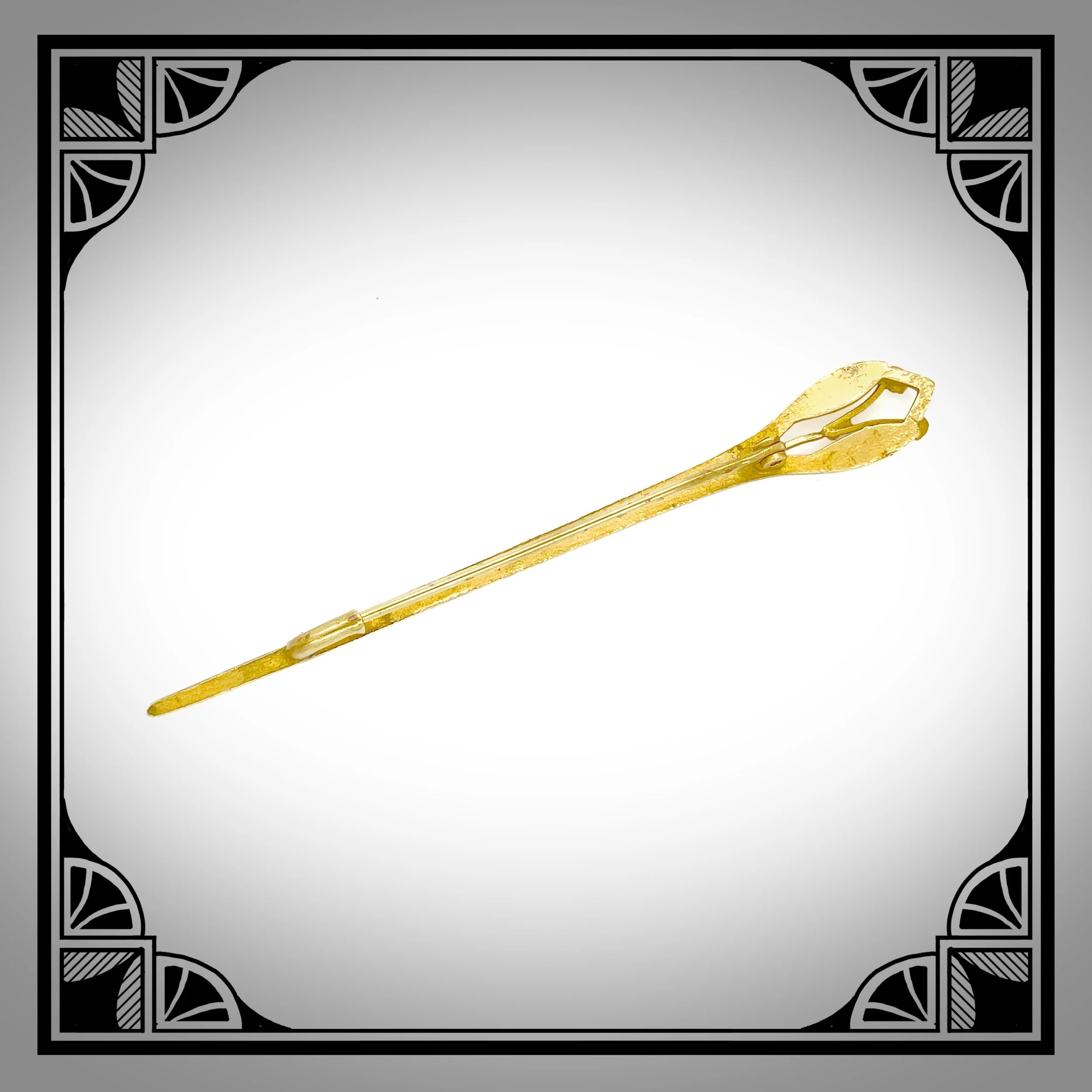 1910s Gold-plated Foliate bar pin set with rhinestones 3.jpg