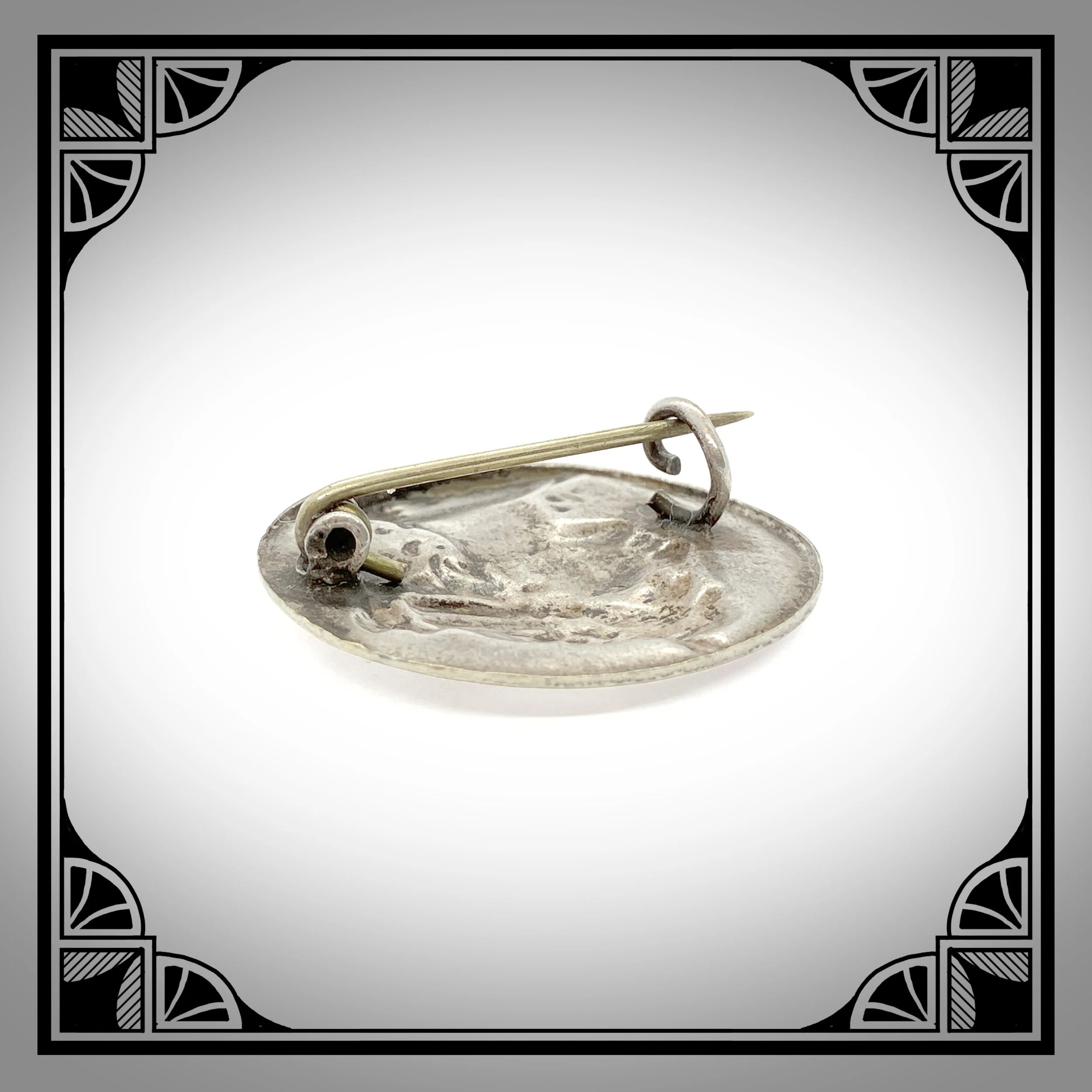 c1900 French Silver-plated Art-Nouveau brooch depicting Flora, goddess of flowers and spring 2.jpg