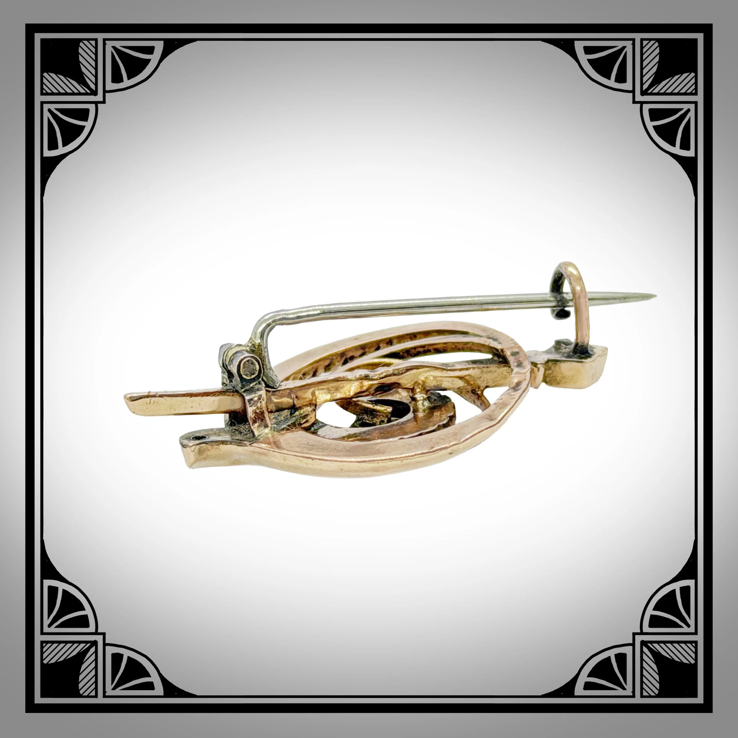 c1890 German Gold-Plated Spiraling Rococo Revival Brooch with Seed Pearls and Coloured Rhinestones 3.jpg