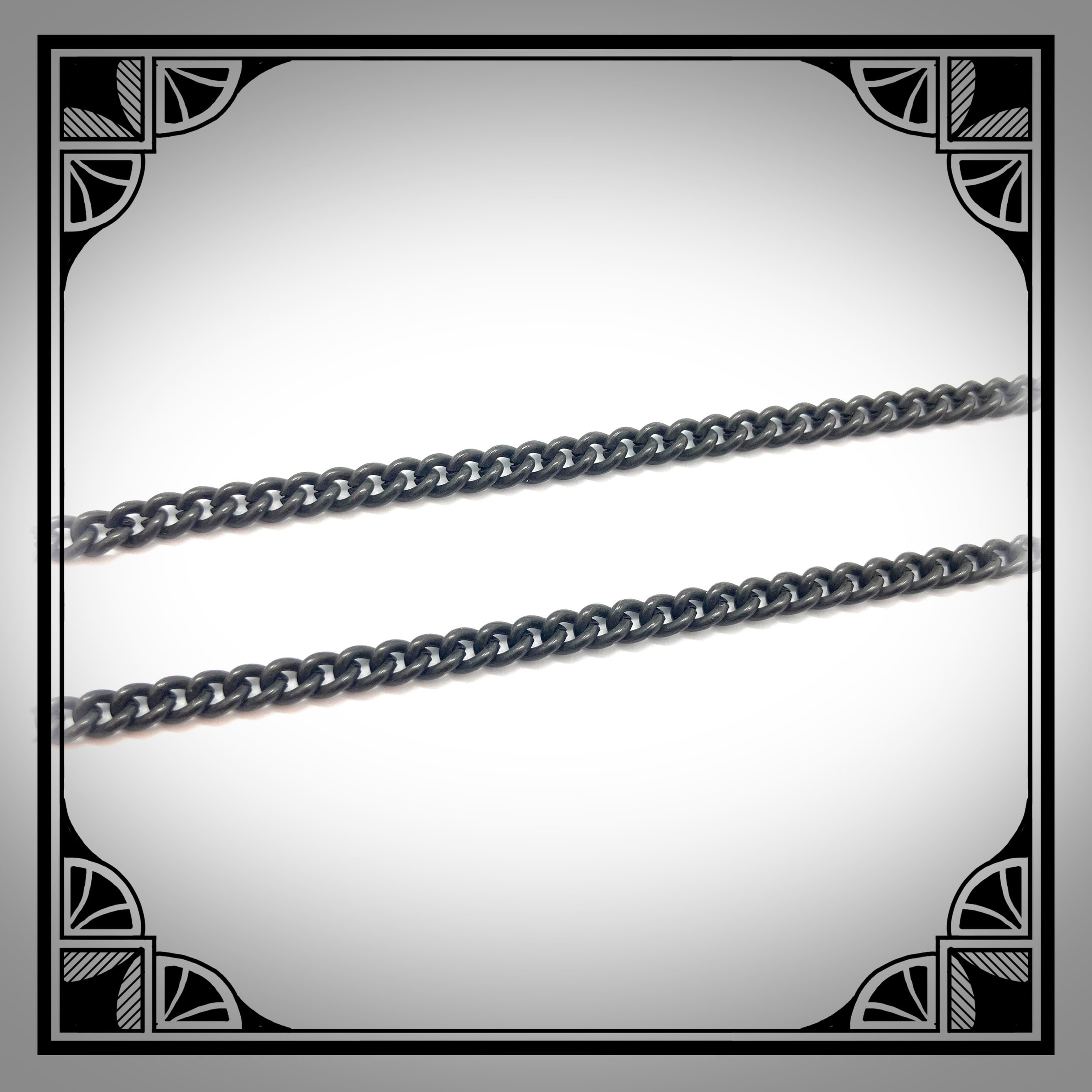 1920s Black Double Watch Chain with Fine Curb Links 4.jpg