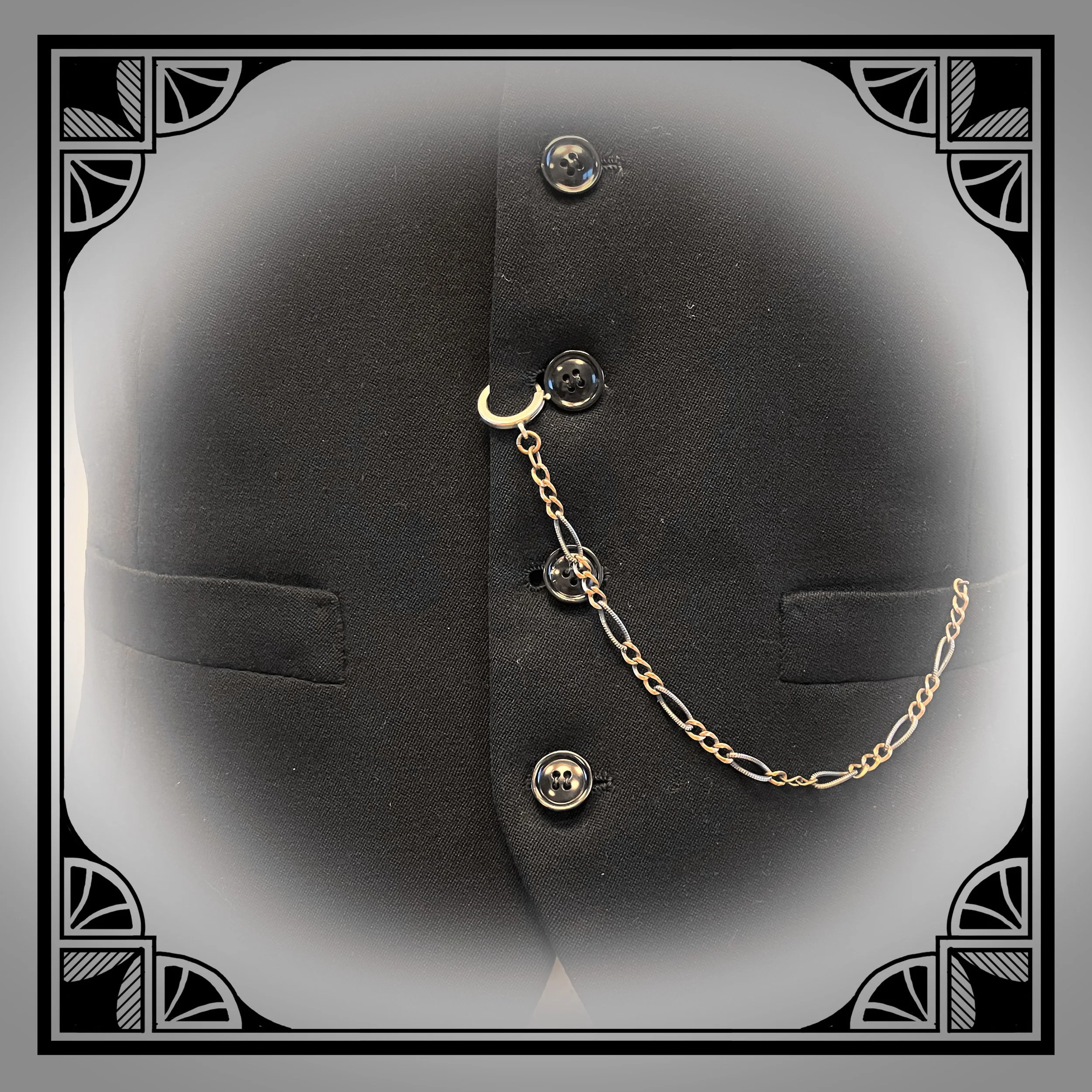 c1900 Niello silver watch chain with gold-plated curb links 6.jpg