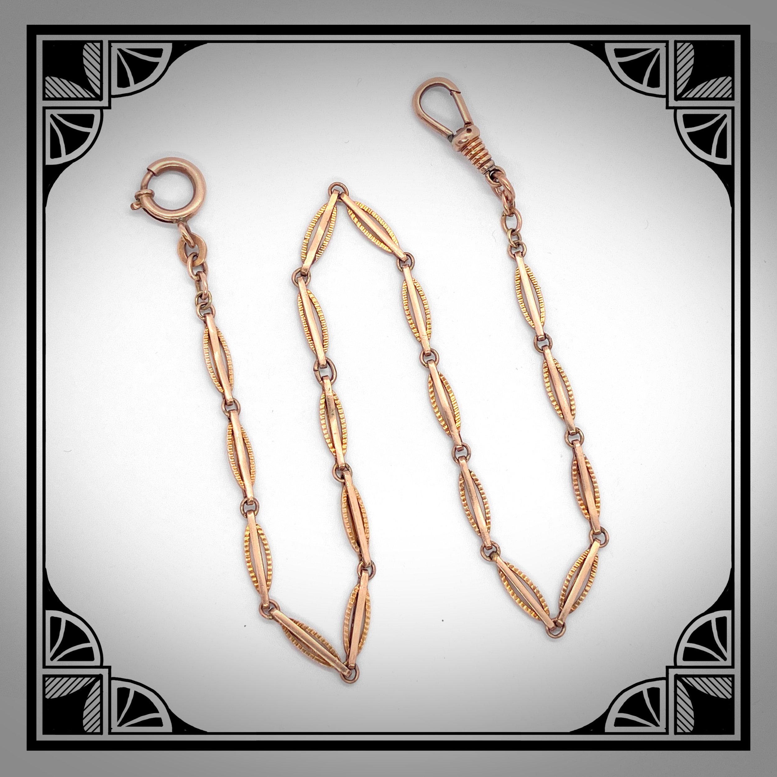 1920s German Gold-Plated Waldemar Watch Chain with Navette Links