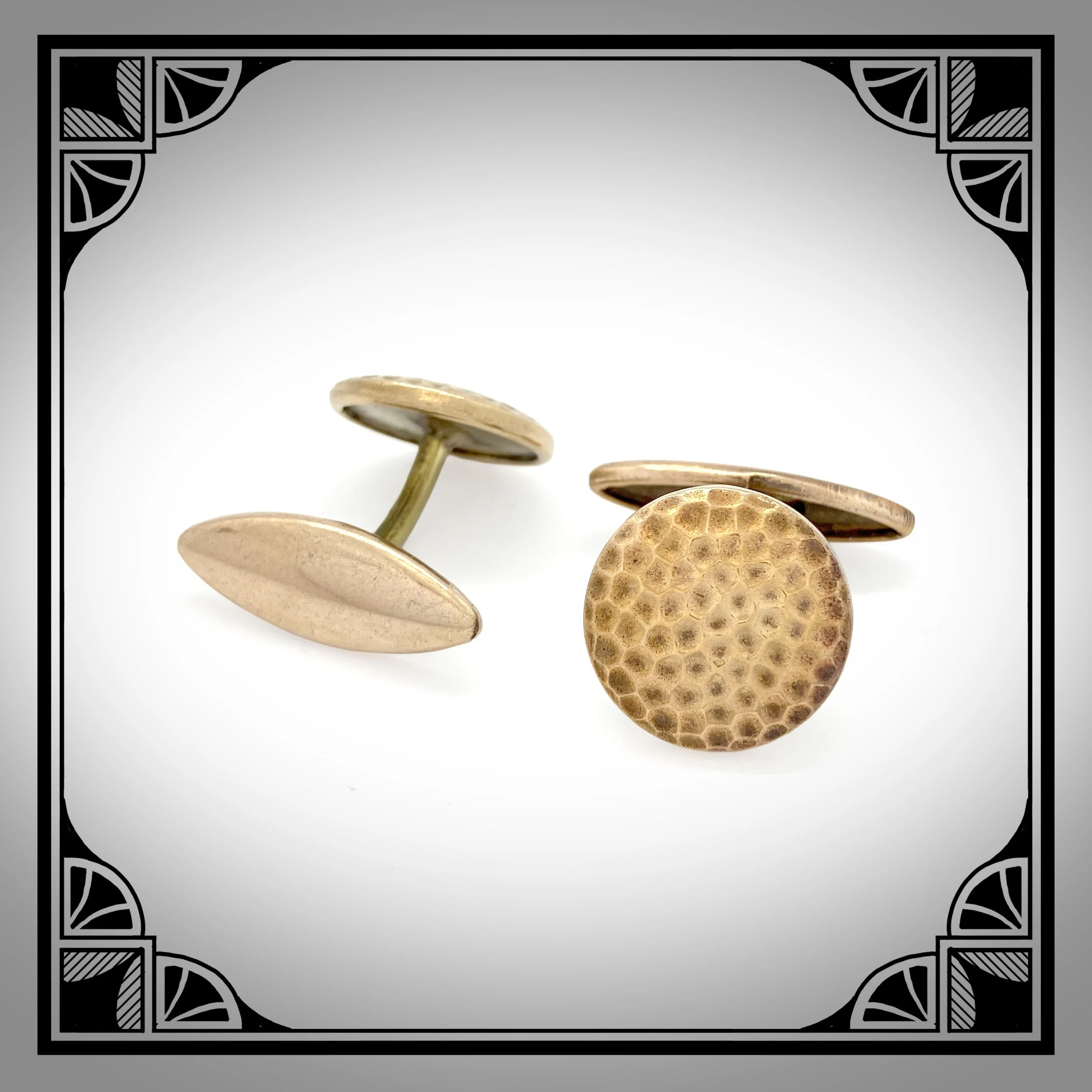 1900s Gold-Plated cufflinks with hammered finish 2.jpg