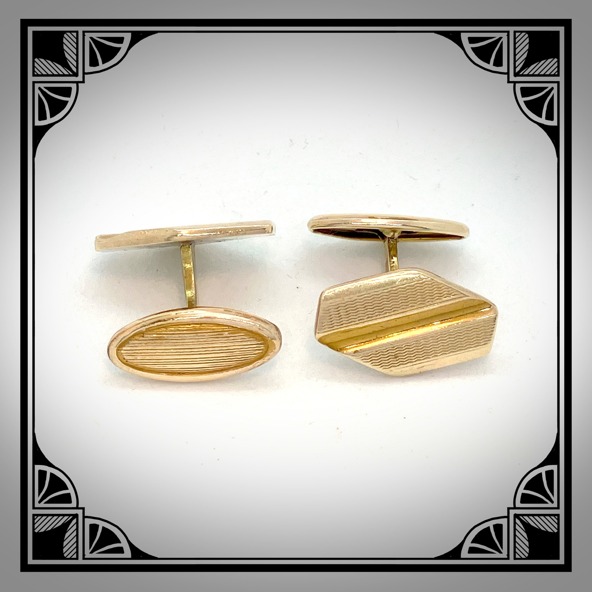 1930s gold hexagonal engine turned cufflinks 2.jpg
