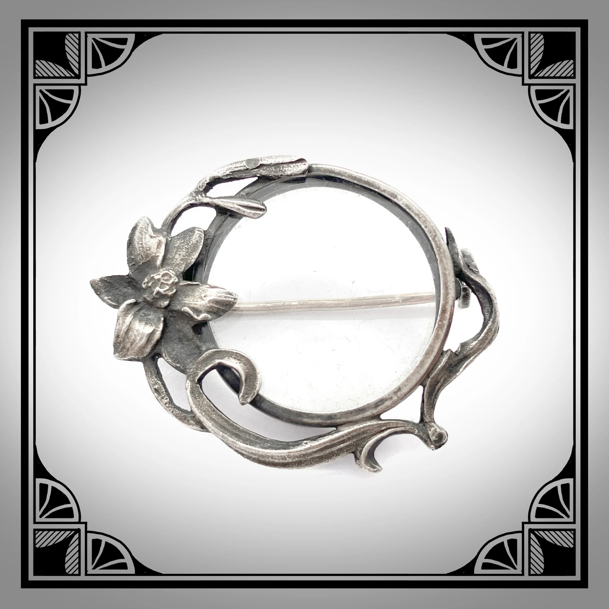 1890s Silver Art-Nouveau picture brooch with double frames