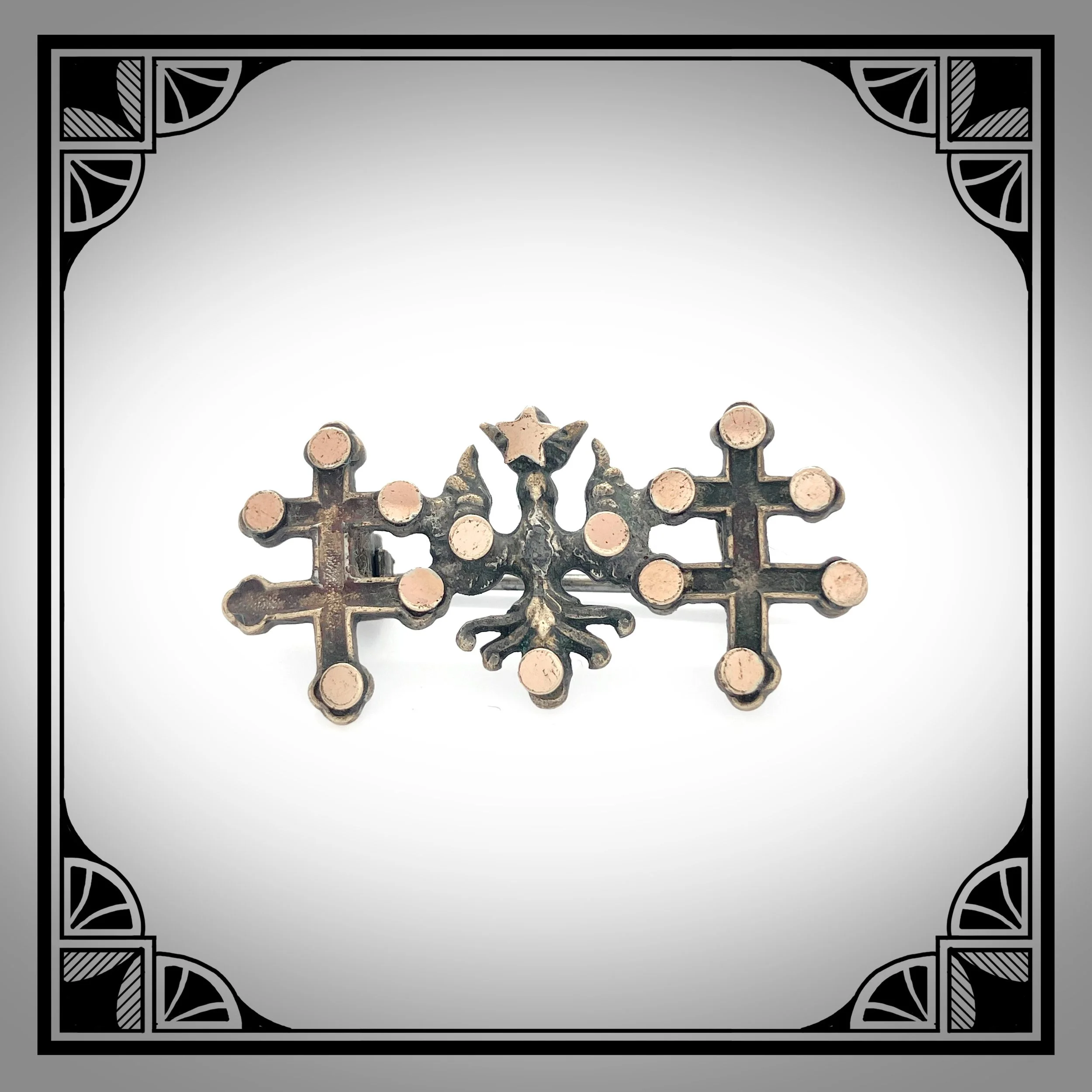 1900s French Heraldic Lorraine Brooch with Alerion and Crosses