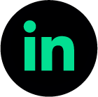 LinkedIn logo with green text on a black background