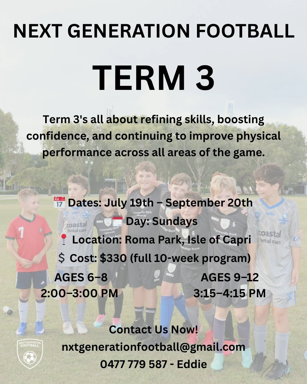 TERM 3  ENROLMENTS OPEN ⚽️

Enrol now for our next 10 week program starting in middle of July!

Message our page or go through our website for registration or more information. 

We hope to see you in term 3!