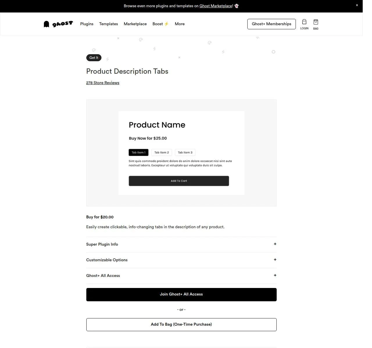 Product Description Tabs - Ghost Plugins