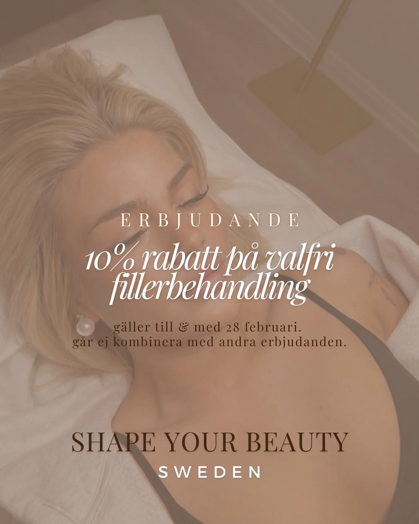 V&auml;lkomna till oss! Vi k&ouml;r 10% rabatt p&aring; valfri behandling inom fillers. Skriv &rdquo;erbjudande&rdquo; i bokningsinformationen f&ouml;r att f&aring; din rabatt. 💗 
G&auml;ller tills 28 februari, endast p&aring; v&aring;r klinik i Sto