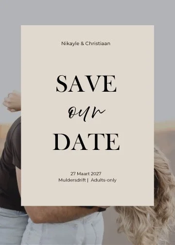 Save the date announcement for a wedding.