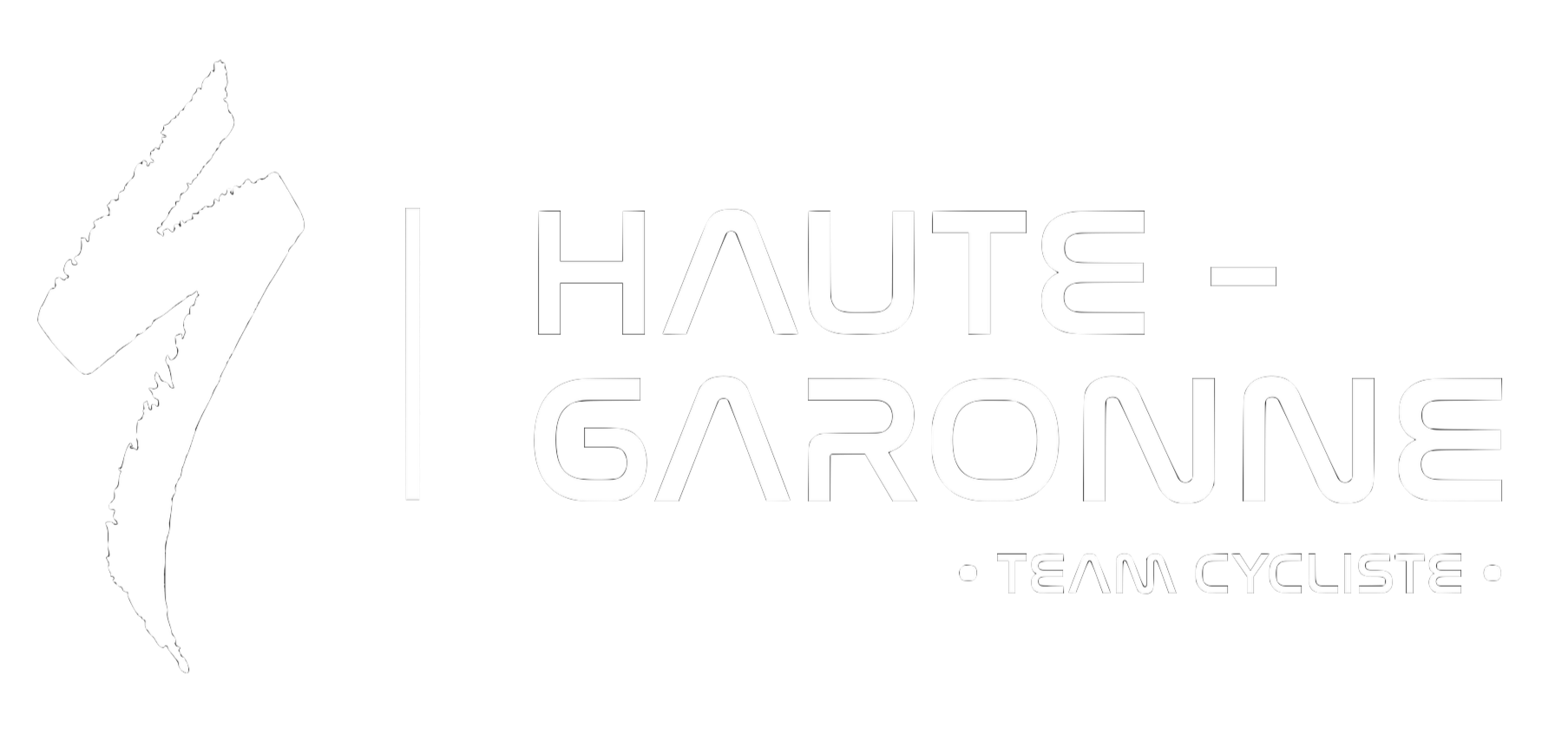 Logo en noir et blanc avec un graphique abstrait et le texte 'Haute-Garonne Team Cycliste'