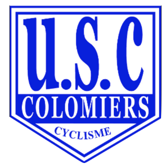 Logo de l'U.S.C Colomiers Cyclisme en bleu et blanc, en forme de bouclier.
