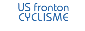 Logo avec le texte 'US fronton CYCLISME' en bleu sur fond noir