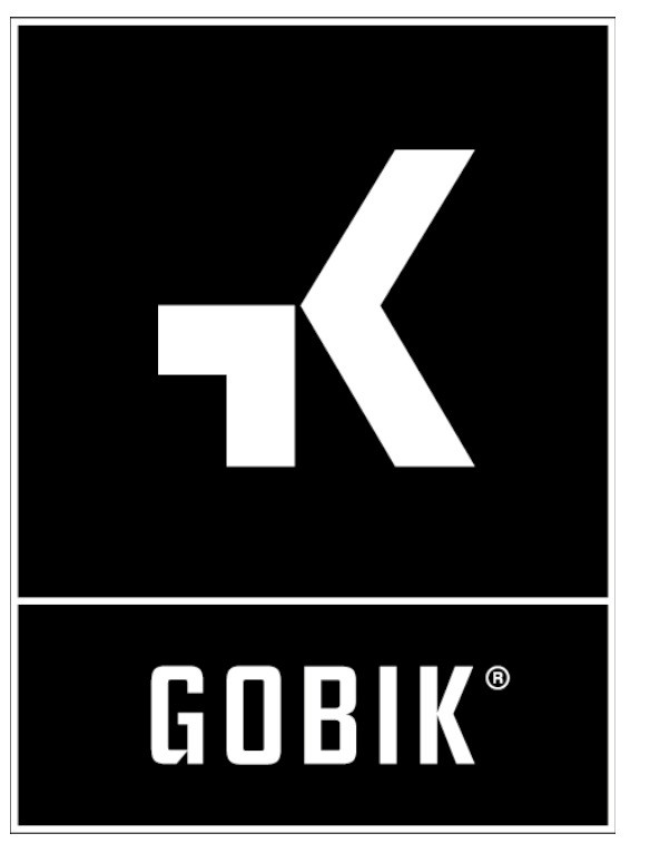 Logo noir et blanc avec un symbole stylisé et le texte "GOBIK" en dessous.