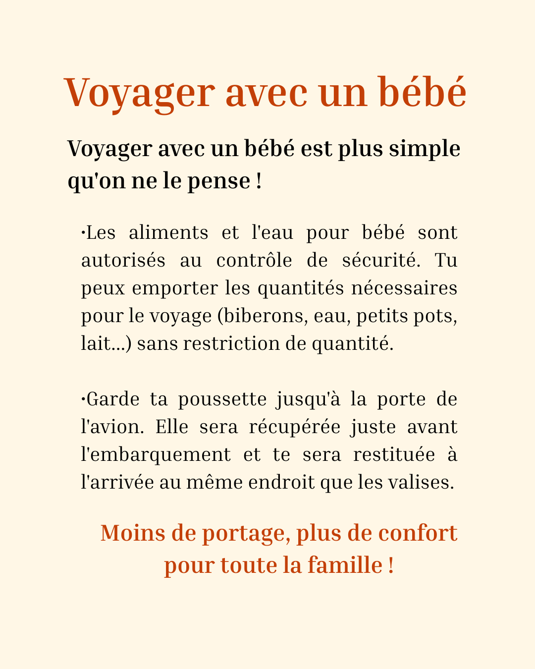 avion avec un bébé alimentation conseils, poussette