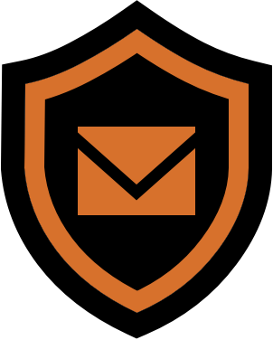 A shield with an envelope icon in the center, symbolizing email security.