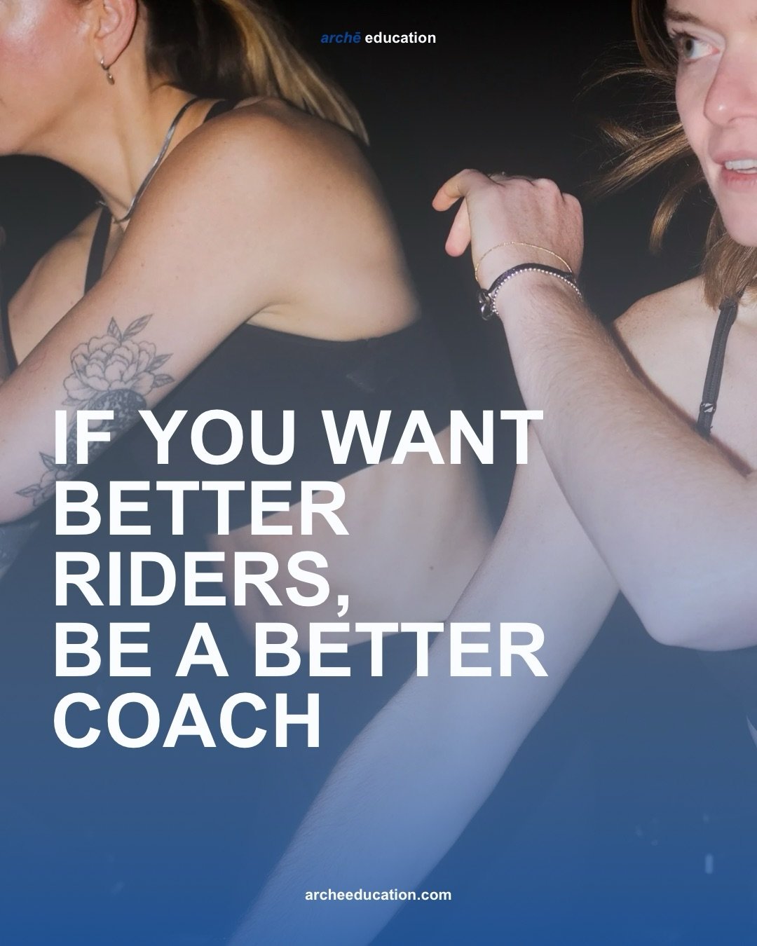 If you want better riders, be a better coach.

Riders mirror what they&rsquo;re shown.
Your energy gets copied.
Your standards get repeated.
Your behaviour becomes the room.

This is exactly why we created archē.

Level 1 is where we raise the founda