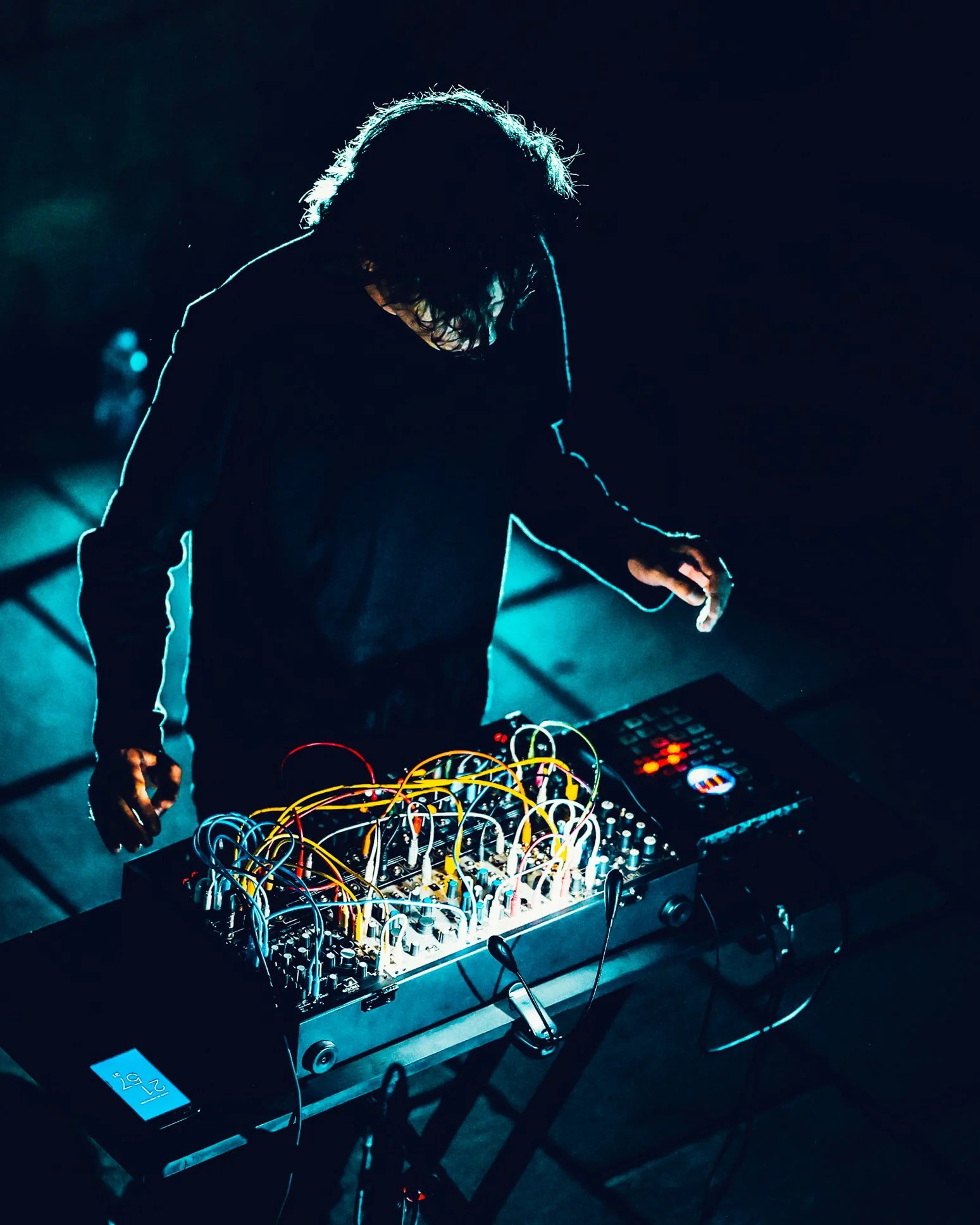 Riccardo Tesorini performing on Make Noise modular synth with Haou Nebout trio at MA/IN Festival