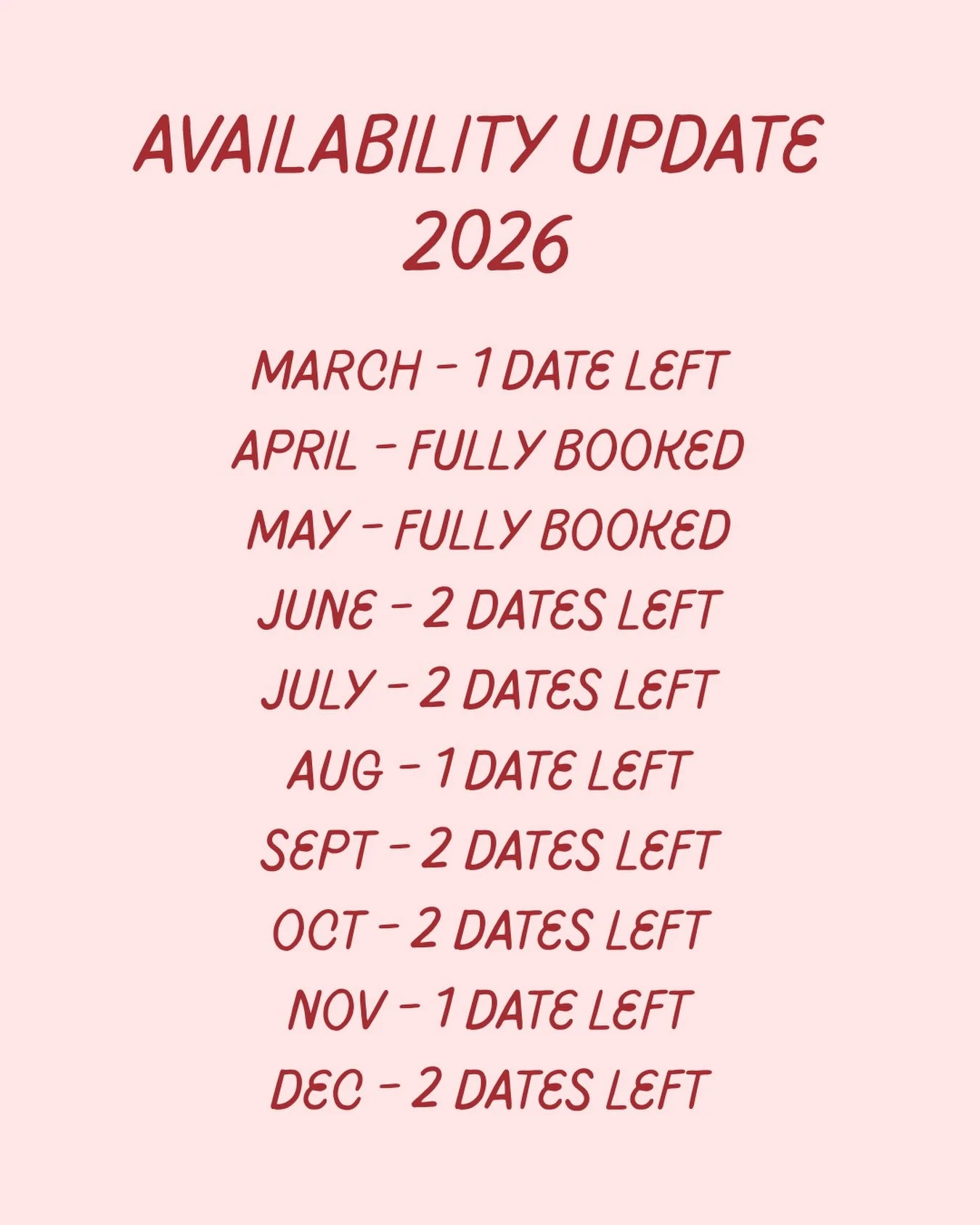 It&rsquo;s been a busy few weeks for bookings! Feeling very grateful for the year ahead with so many weddings to look forward to (including our own! 💕)